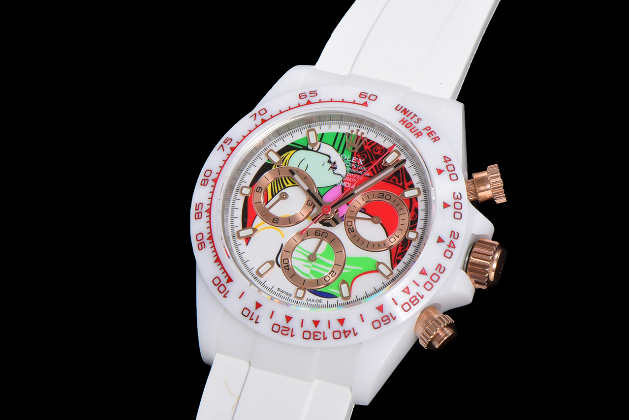 Rolex Daytona-AET x ROLEX x Picasso Crossover-Charles the Great-White(1:1 replica)