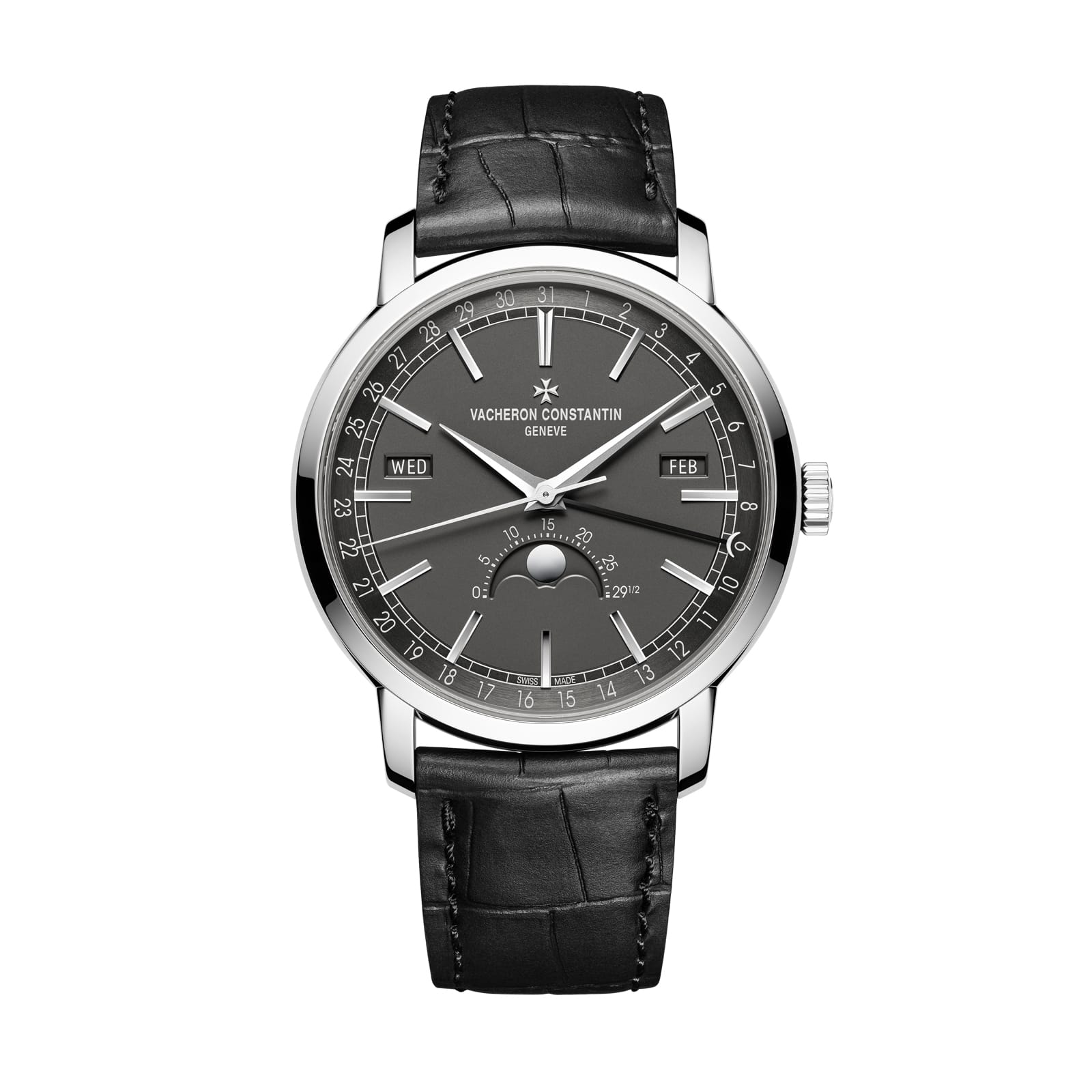 Replica Watches Fake Vacheron Constantin Traditionnelle complete calendar 41 MM WHITE GOLD(1:1 replica)
