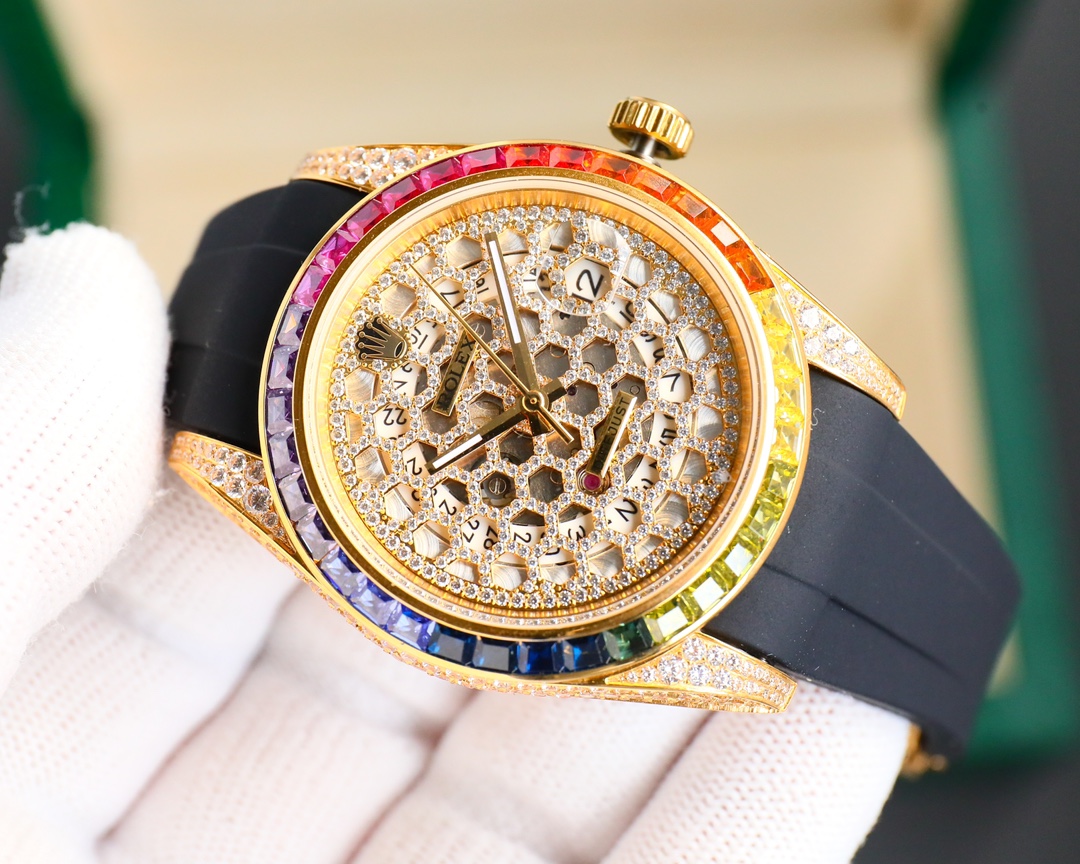 Rolex Rainbow Diamonds Logbook Full Diamonds Tudor Edition Luxury 18k Nanotechnology - 41MM(1:1 replica)