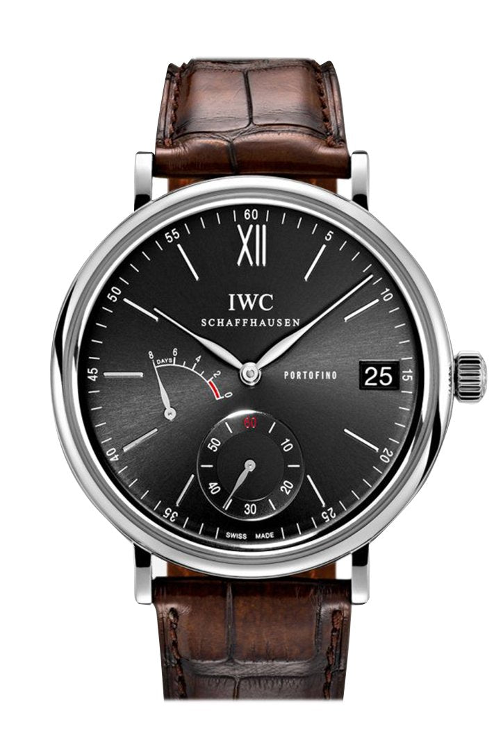 IWC Portofino Manual Wind Eight Days Black Dial Brown Leather Men's Watch 5101-02(1:1 replica)