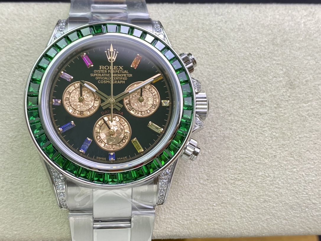Rolex Daytona-Modified green diamond-white gold color(1:1 replica)