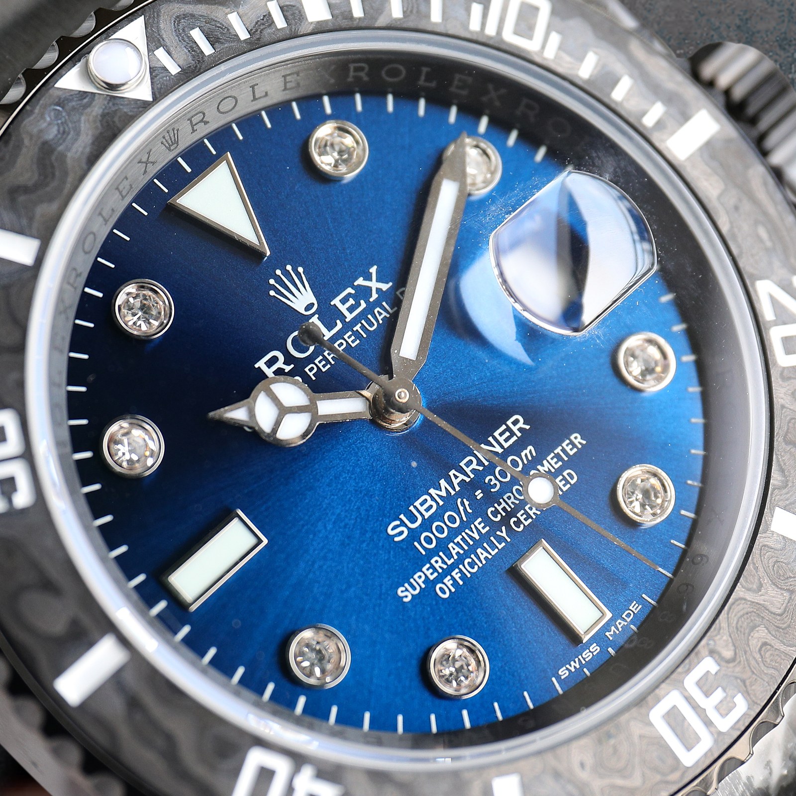 ROLEX Rolex Customized Submariner-Diamond Dial-Carbon Fiber Bezel-Black Blue(1:1 replica)