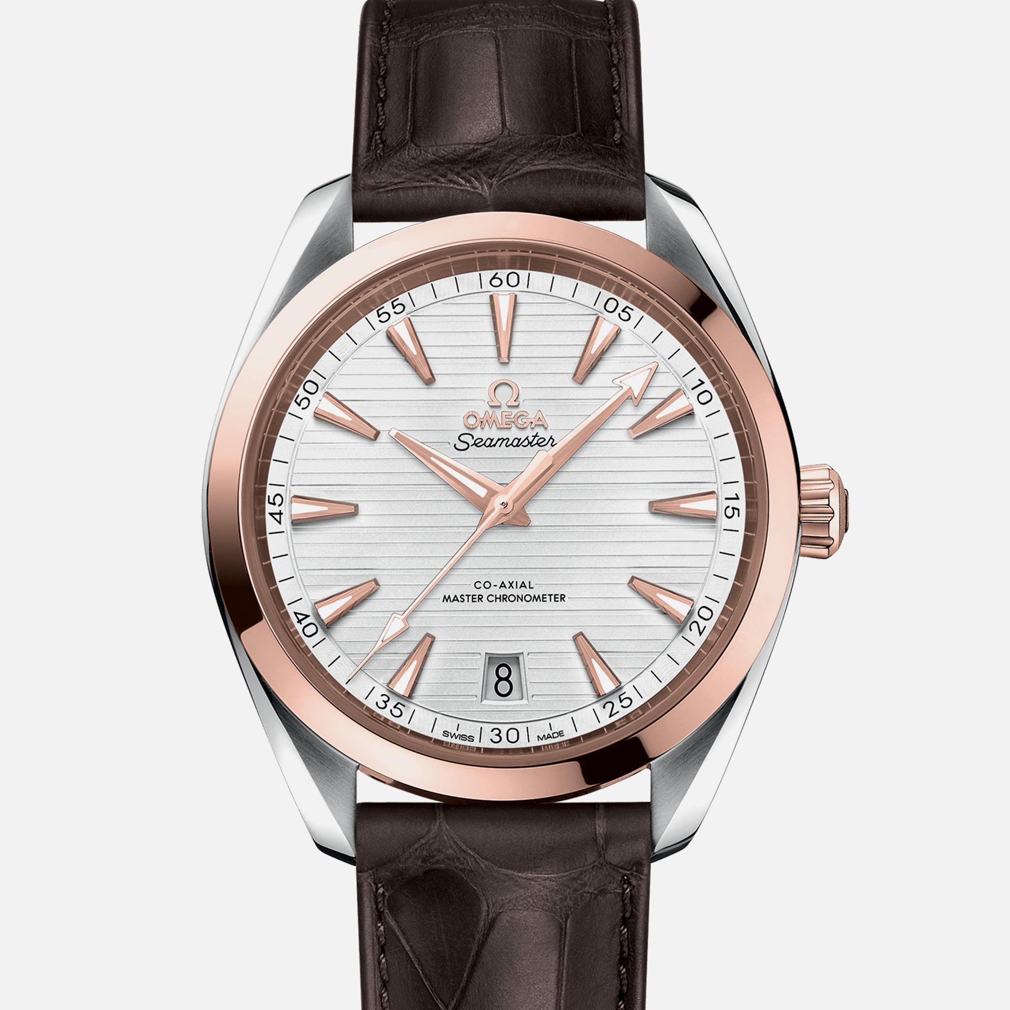 Seamaster Aqua Terra 150M Co-Axial Master Chronometer 41mm Two-Tone Sedna Gold White Dial On Leather Strap(1:1 replica)