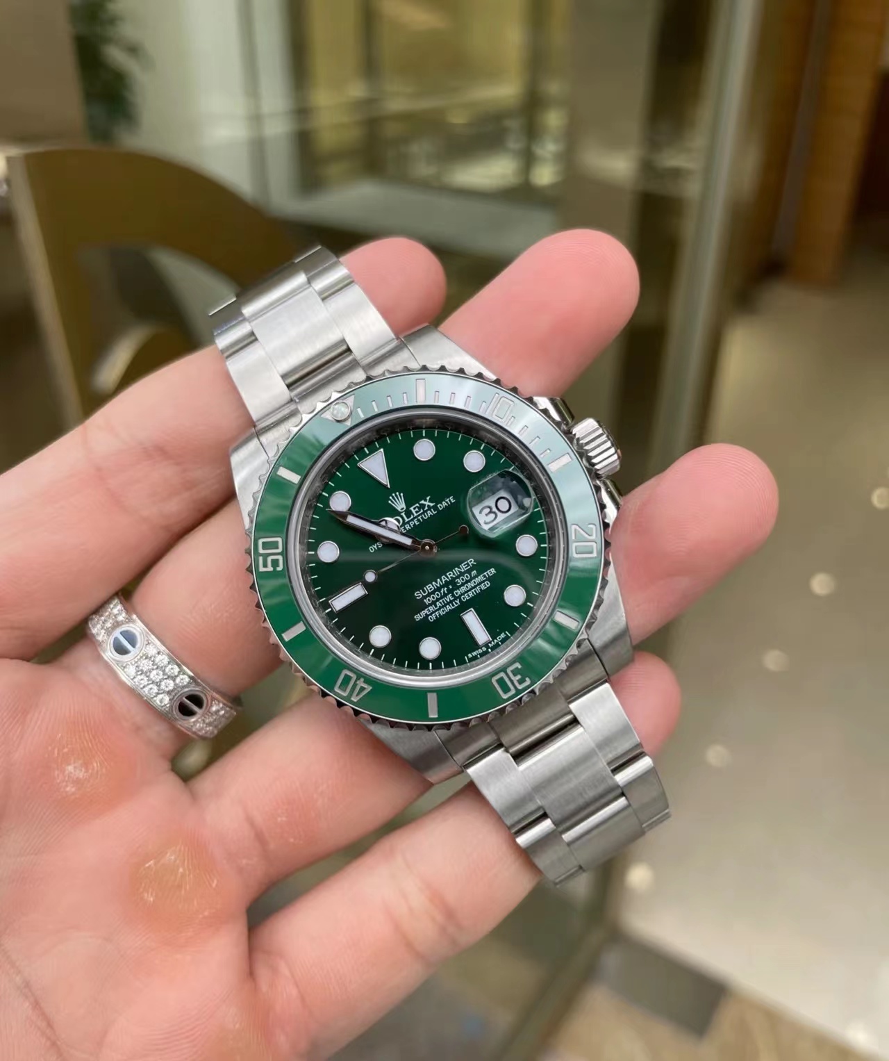 ROLEX Submariner Series Green Water Ghost Date Display Men's Automatic Mechanical Watch Green Dial 40mm Steel Strap 116610LV-0002(1:1 replica)