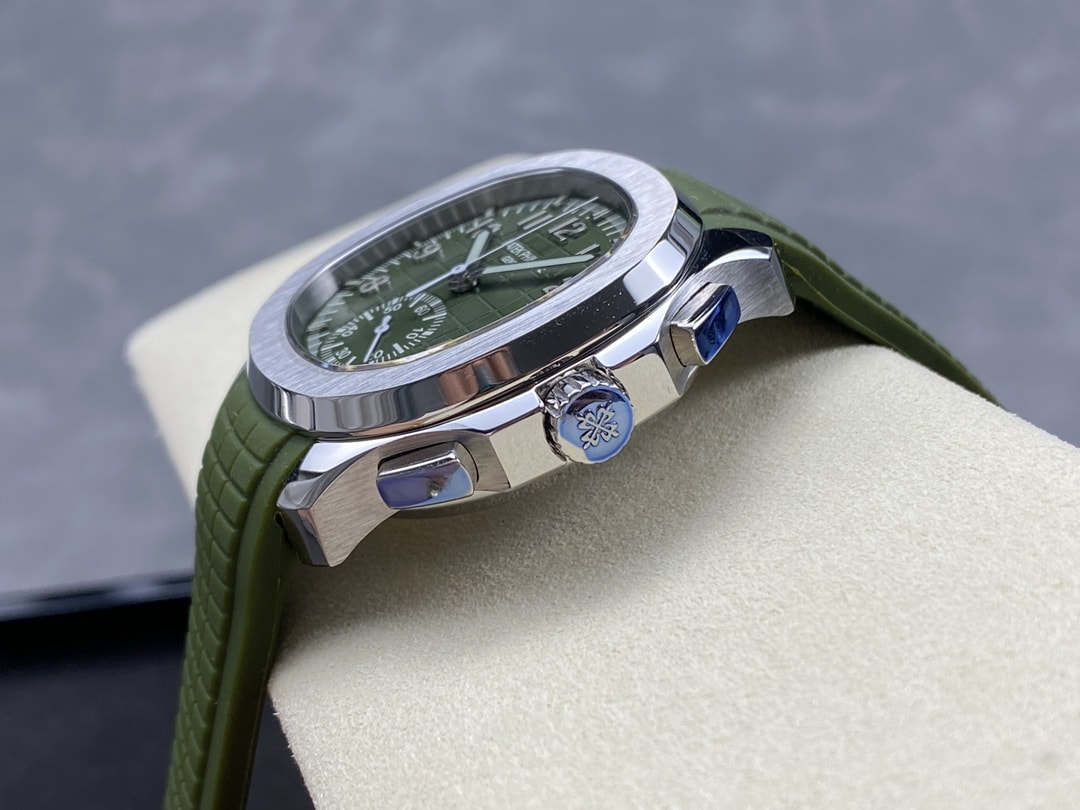 Fake Patek Philippe Replica Watch Aquanaut Chronograph White Gold Khaki Green Dial 5968G-010 GRF(1:1 replica)