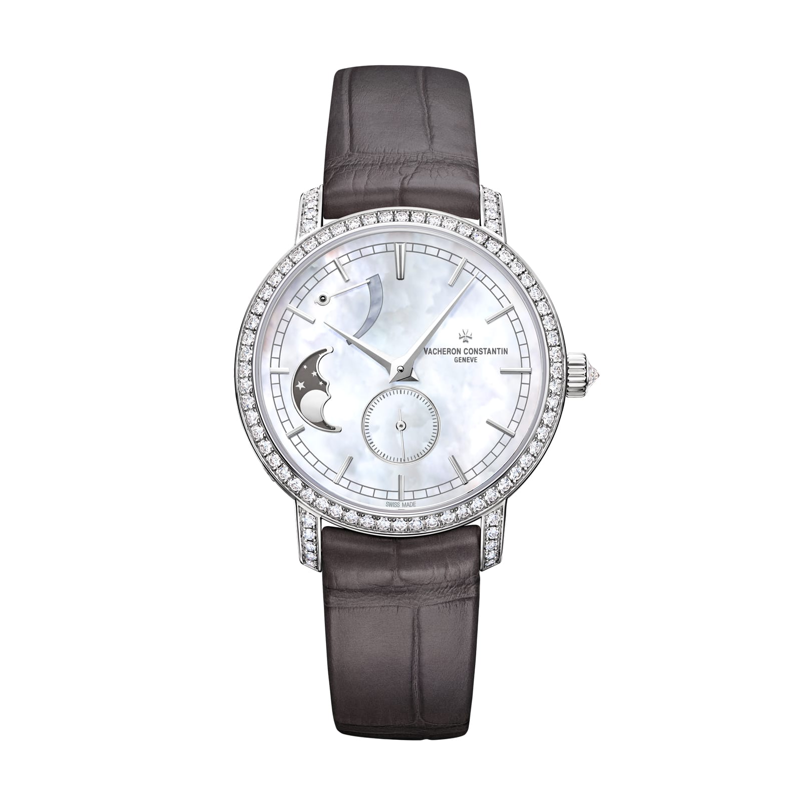 Replica Watches Fake Vacheron Constantin Traditionnelle moon phase 36 MM WHITE GOLD(1:1 replica)