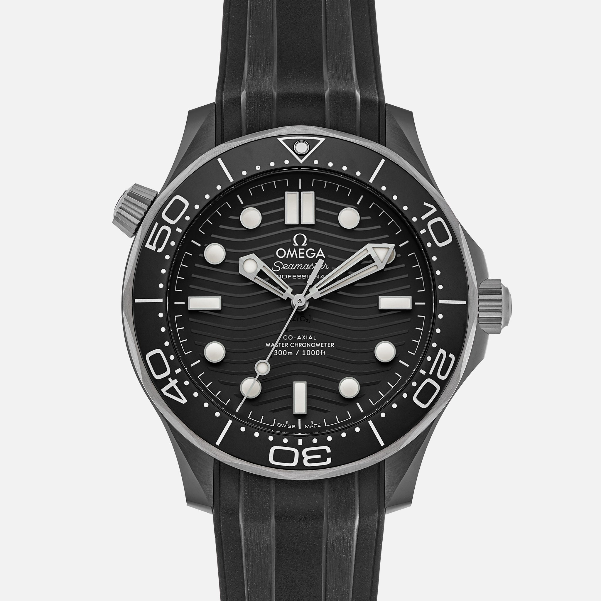 Seamaster Diver 300M Co-Axial Master Chronometer 43.5mm Black Ceramic On Rubber Strap(1:1 replica)