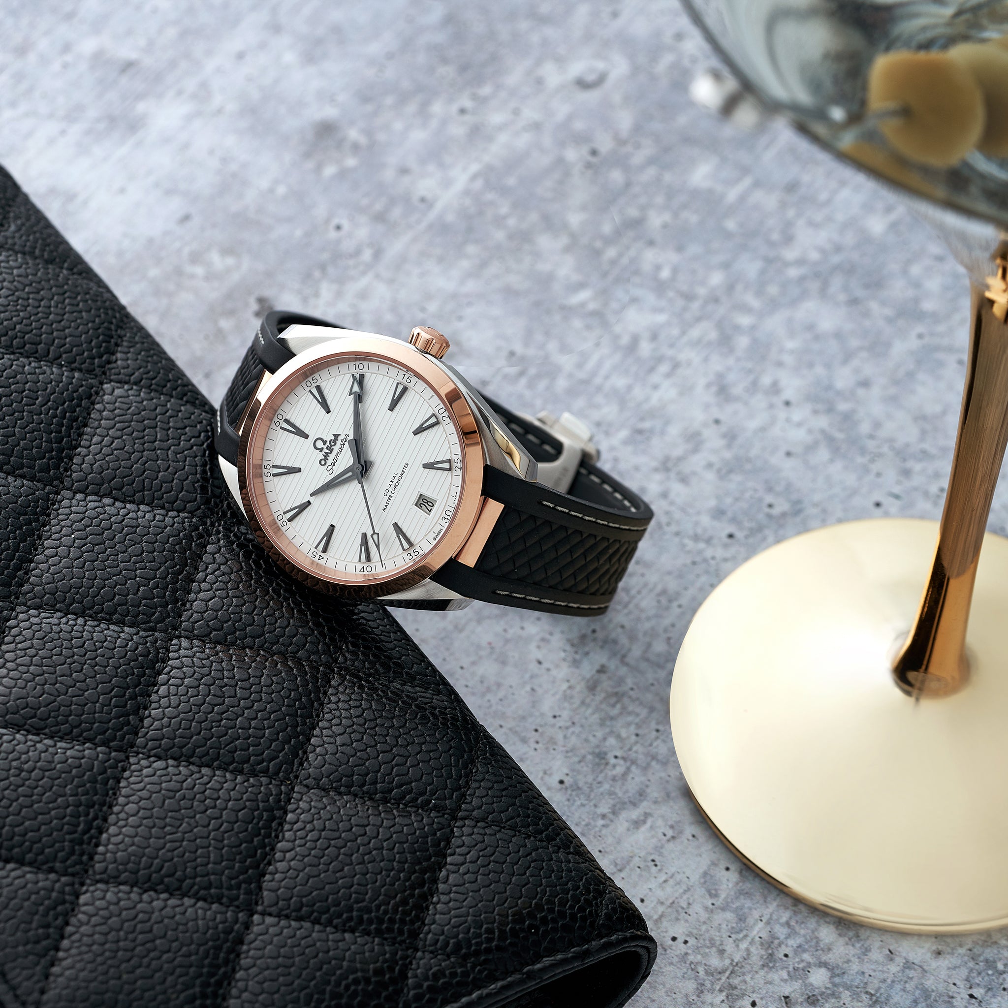 Seamaster Aqua Terra 150M Co-Axial Master Chronometer 41mm In Two-Tone With White Dial On Rubber Strap(1:1 replica)