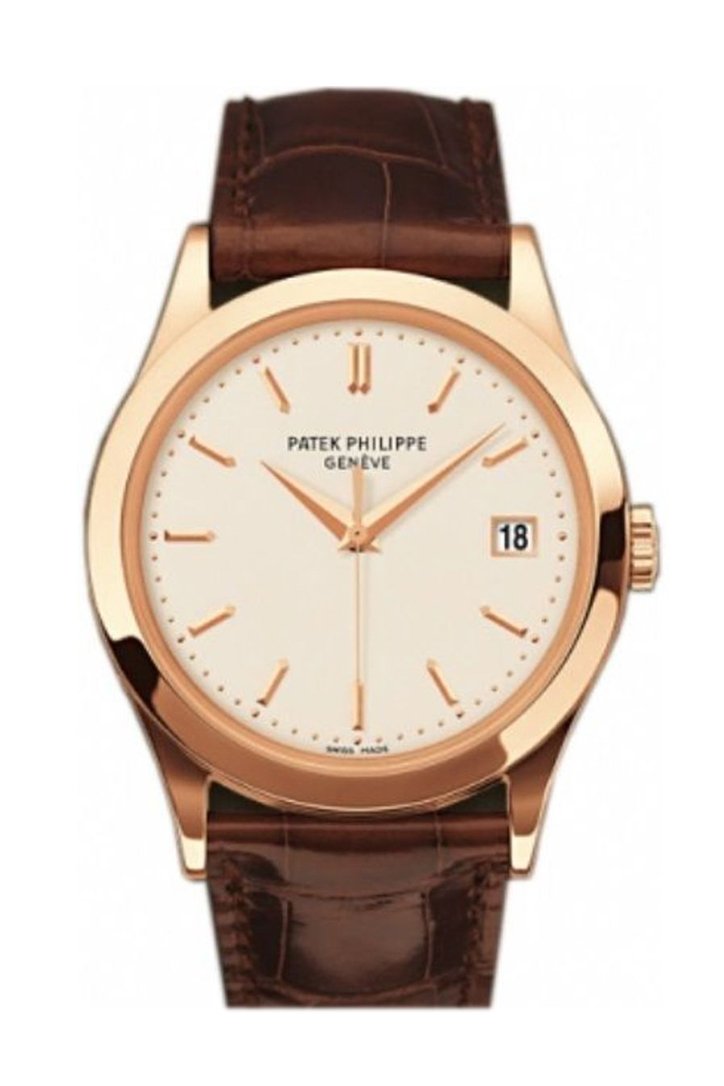 Patek Philippe Calatrava Opaline Dial 18kt Rose Gold Brown Leather Men's Watch 5296R-010(1:1 replica)