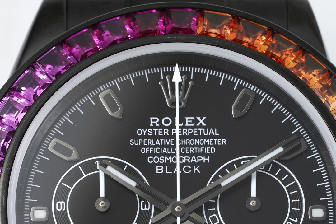 Rolex Daytona Blaken with Black DLC Coating - Modified Rainbow Diamond - Black(1:1 replica)