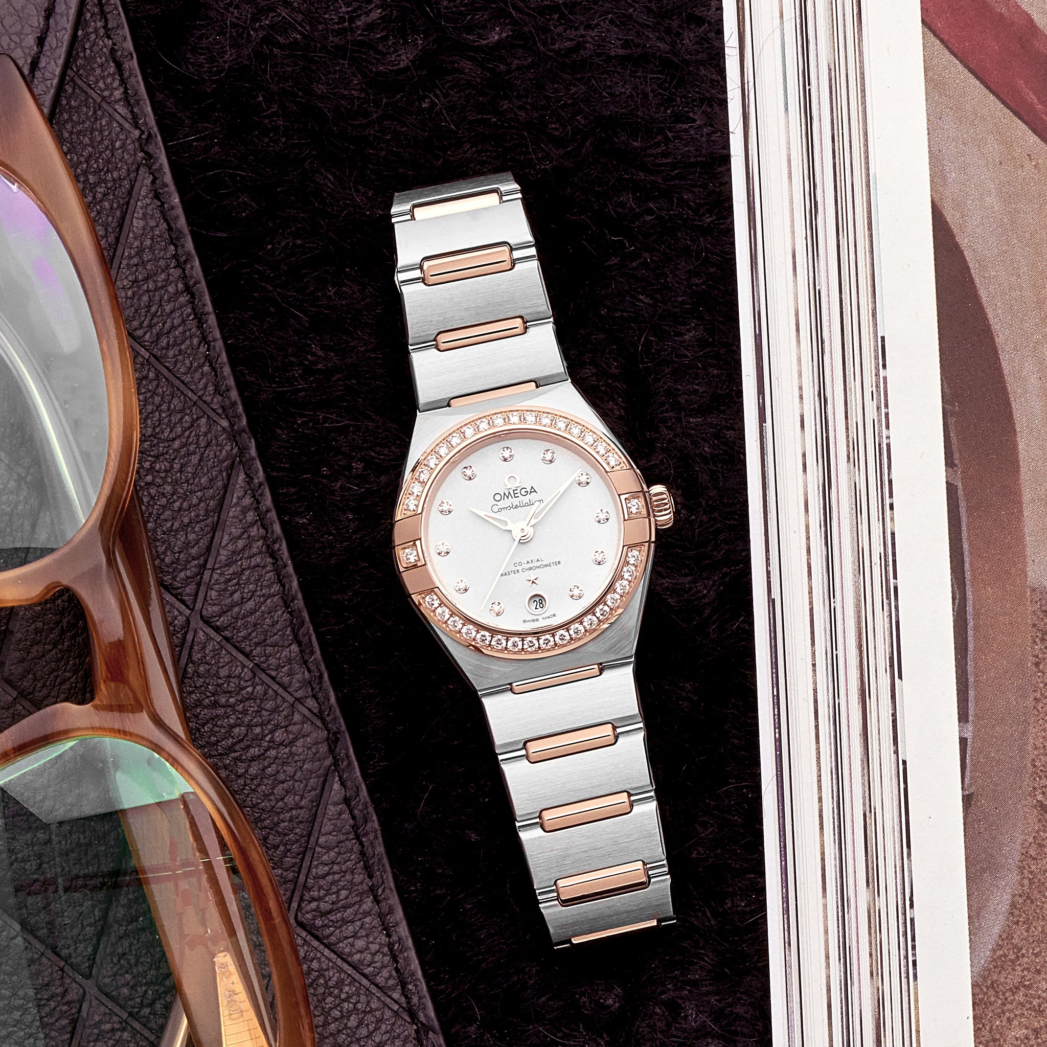 Constellation Co-Axial Master Chronometer 29mm Sedna Gold Two-Tone With Diamond-Set Bezel(1:1 replica)