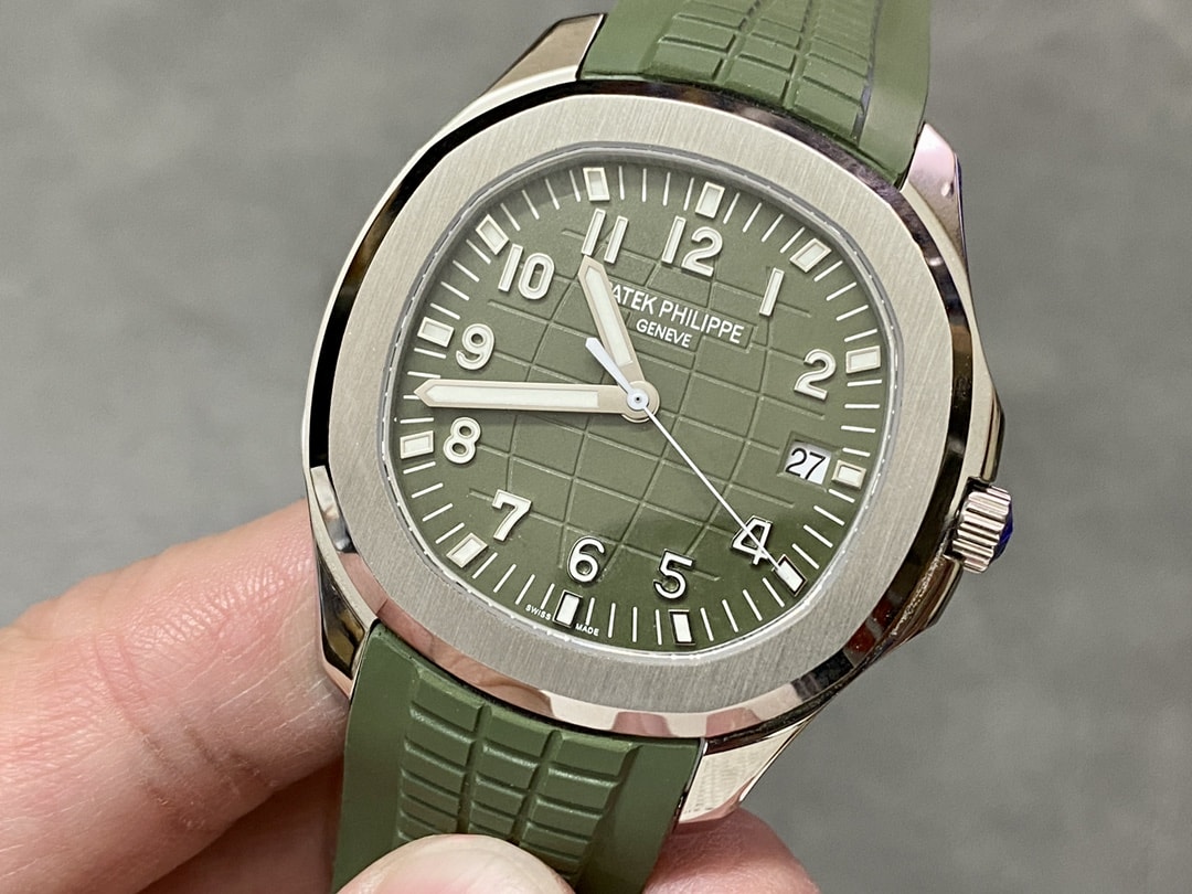Fake Patek Philippe Replica Watch Aquanaut Jumbo White Gold Khaki Green Dial 5168G-010 3KF(1:1 replica)