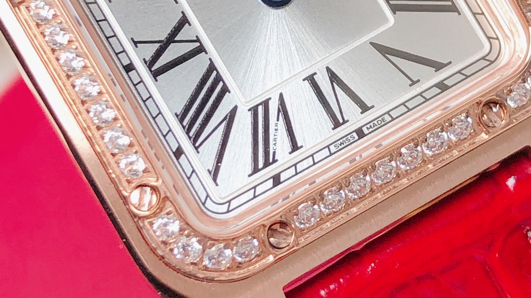 Santos Demoisell Santos Platinum Diamonds Collection - Steel Mini - Red(1:1 replica)