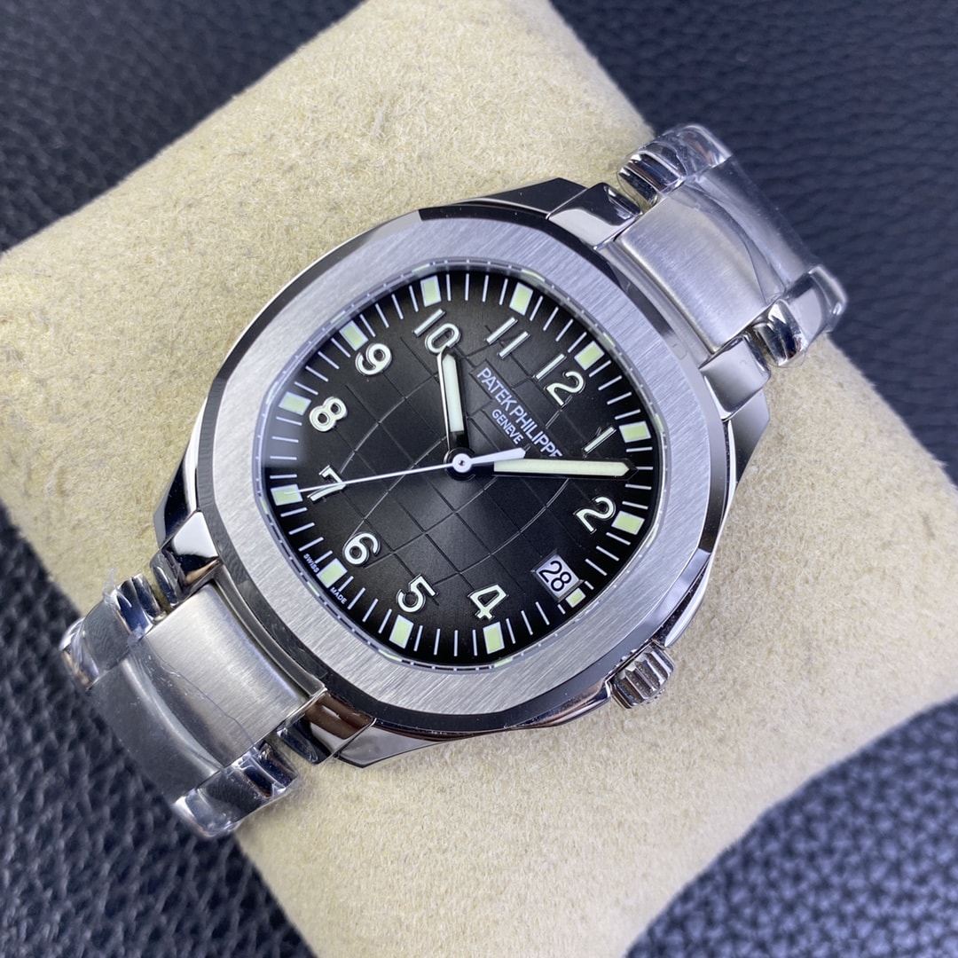 Fake Patek Philippe Replica Watch Aquanaut Date Sweep Seconds Stainless Steel Black Dial 5167/1A-001 3KF(1:1 replica)