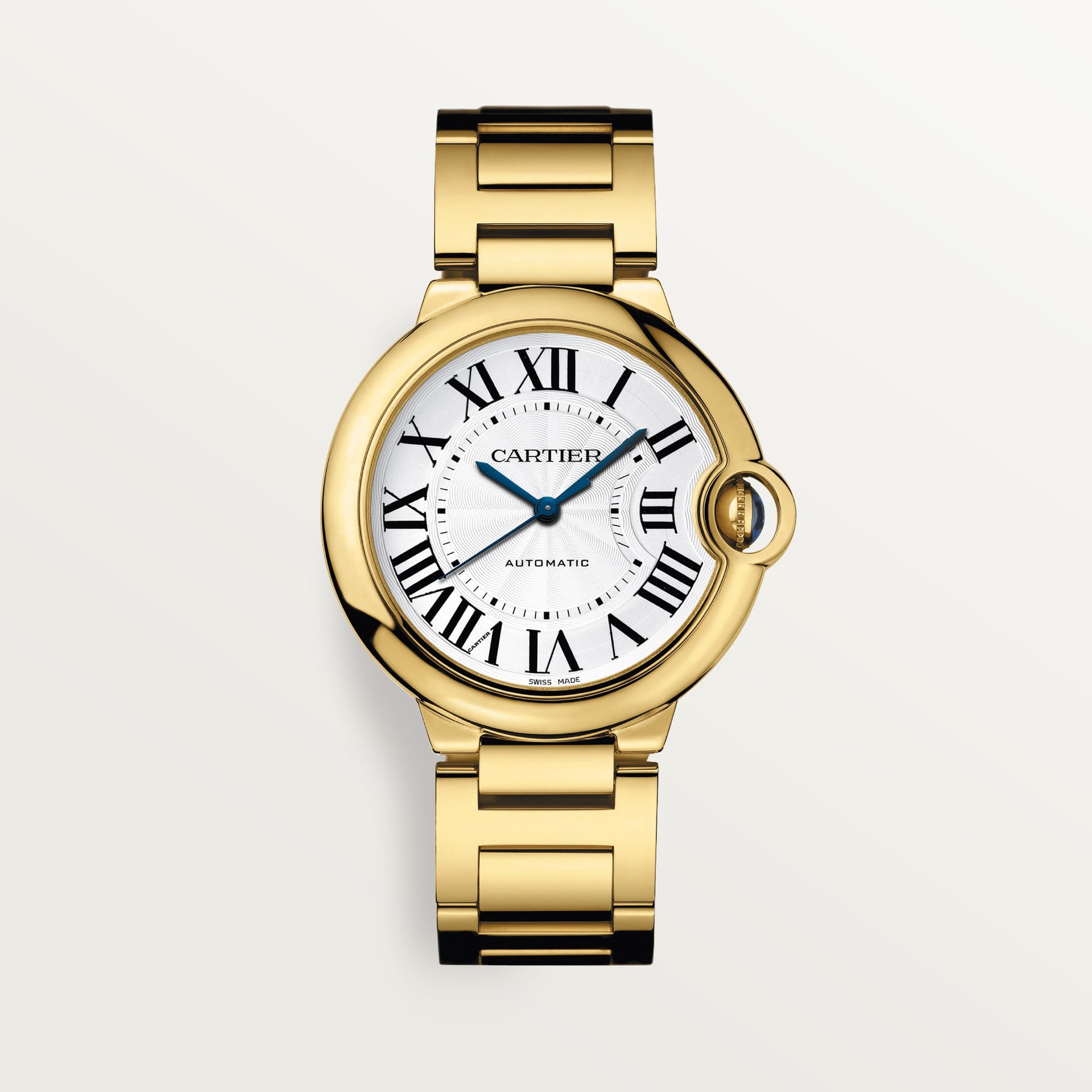 Fake Cartier Watch Ballon Bleu de Cartier Yellow Gold 36mm Silver Dial WGBB0046 mechanical movement(1:1 replica)