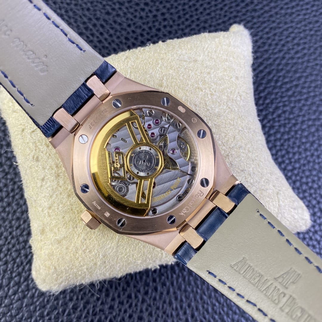 Audemars Piguet Replica AP Watch Royal Oak Selfwinding “50th Anniversary” 41mm Rose Gold Blue Dial Leather Strap 15510OR.OO.D315CR.01-APS(1:1 replica)