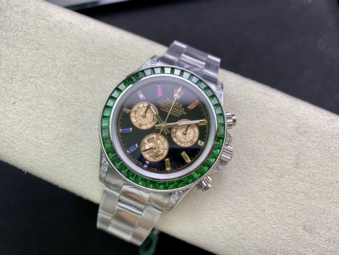 Rolex Daytona-Modified green diamond-white gold color(1:1 replica)
