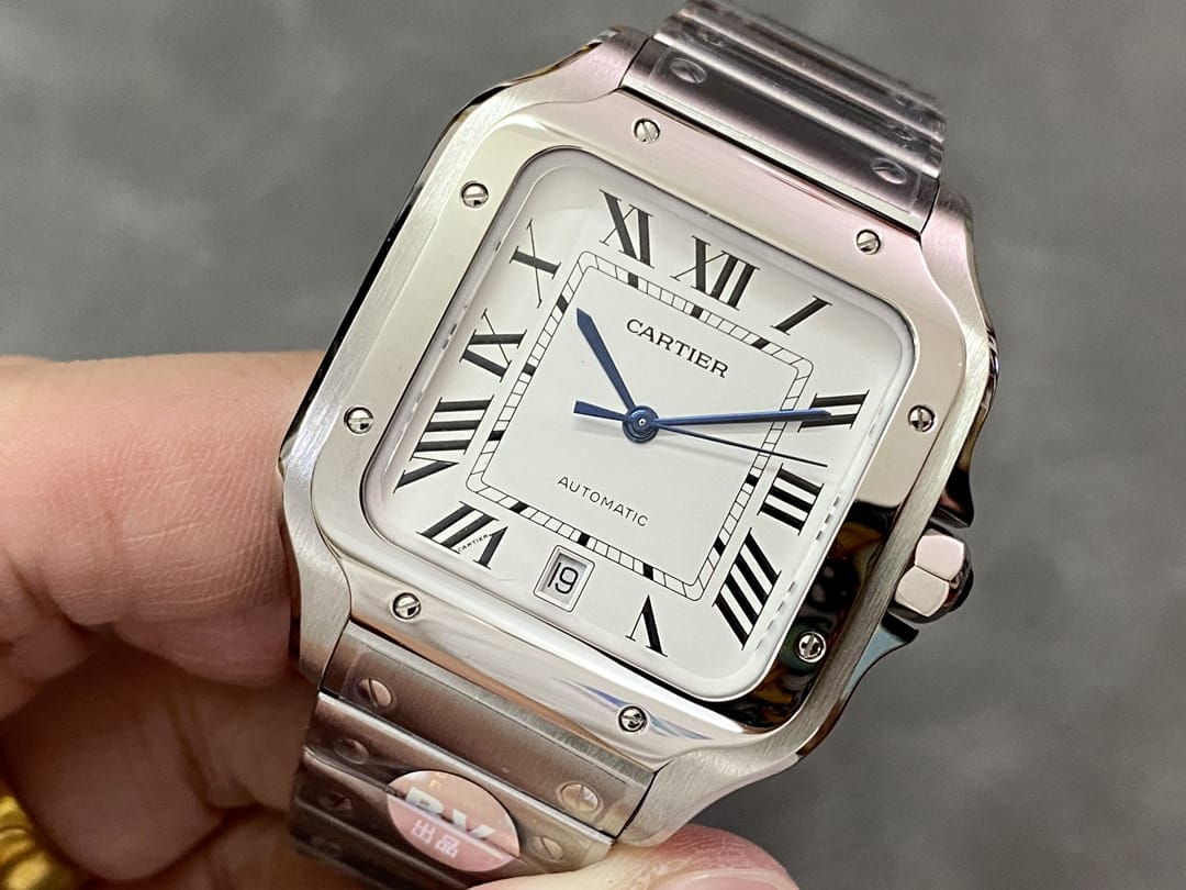 Fake cartier watch Santos large model mechanical movement Silver Dial Stainless Steel WSSA0018 BVF(1:1 replica)