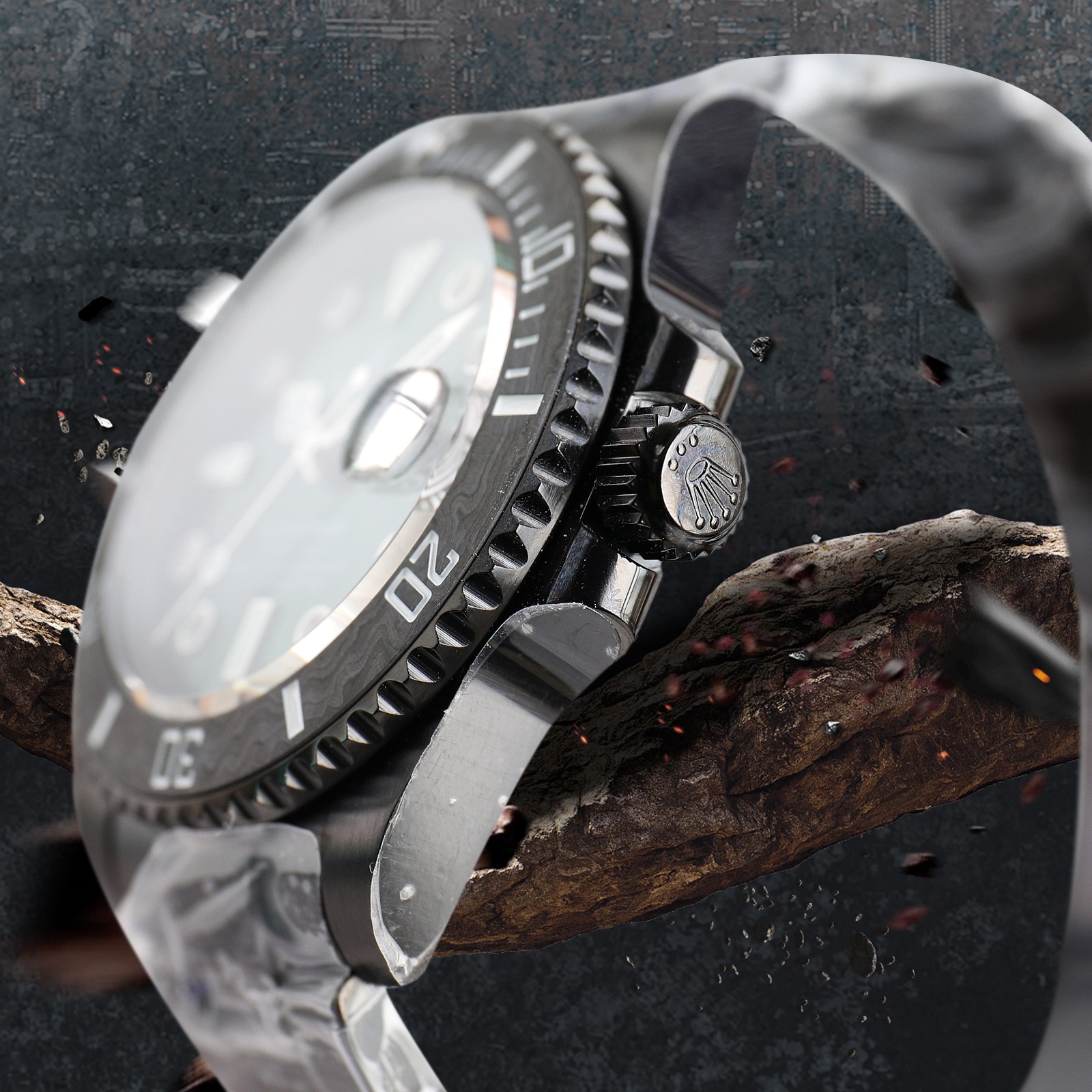 ROLEX Rolex Customized Submariner-Diamond Dial-Carbon Fiber Bezel-Black Green(1:1 replica)