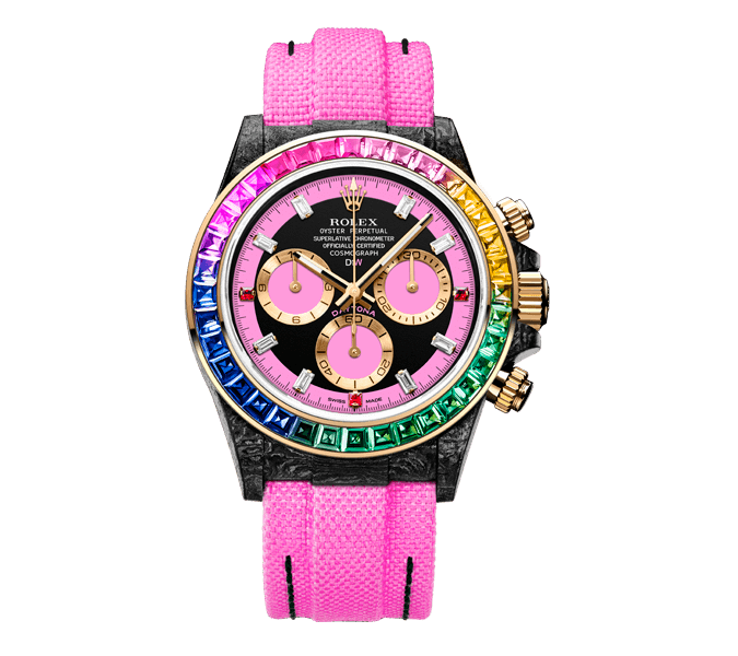 ROLEX Diw Daytona carbon rainbow pink 40mm carbon(1:1 replica)