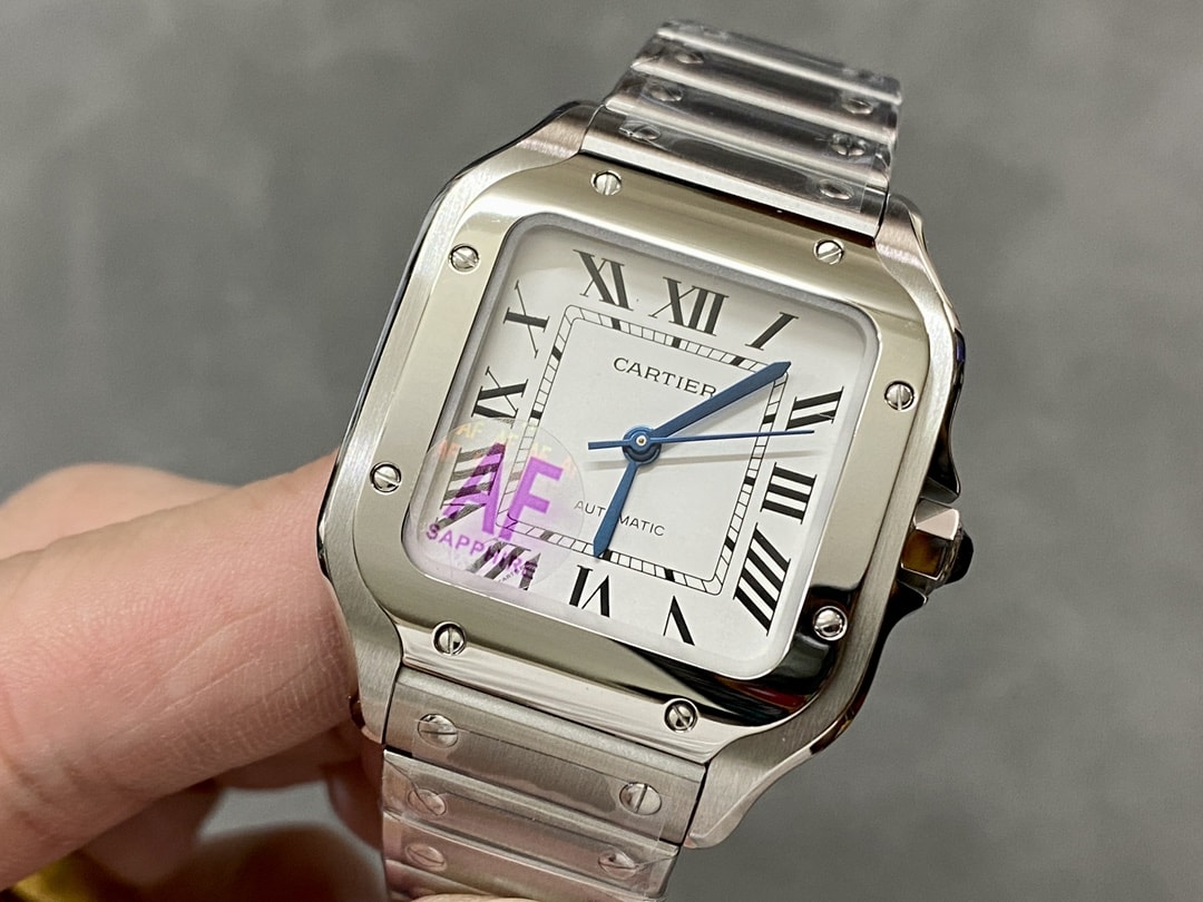Fake Cartier watch Santos medium model Manufacture mechanical movement Steel Silver Dial WSSA0029 AF(1:1 replica)
