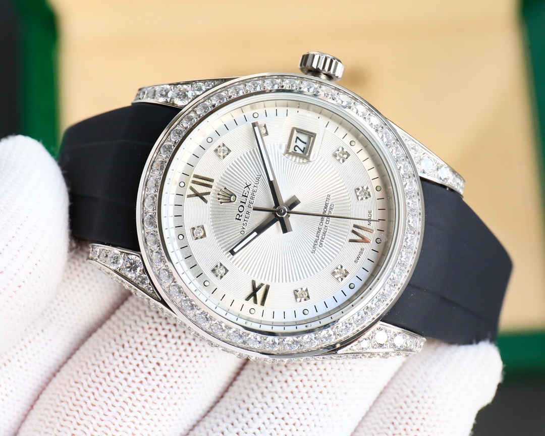 Rolex Logbook Full Luxury-Roman Diamond Dial-18k Nano-Technology 41MM-White(1:1 replica)