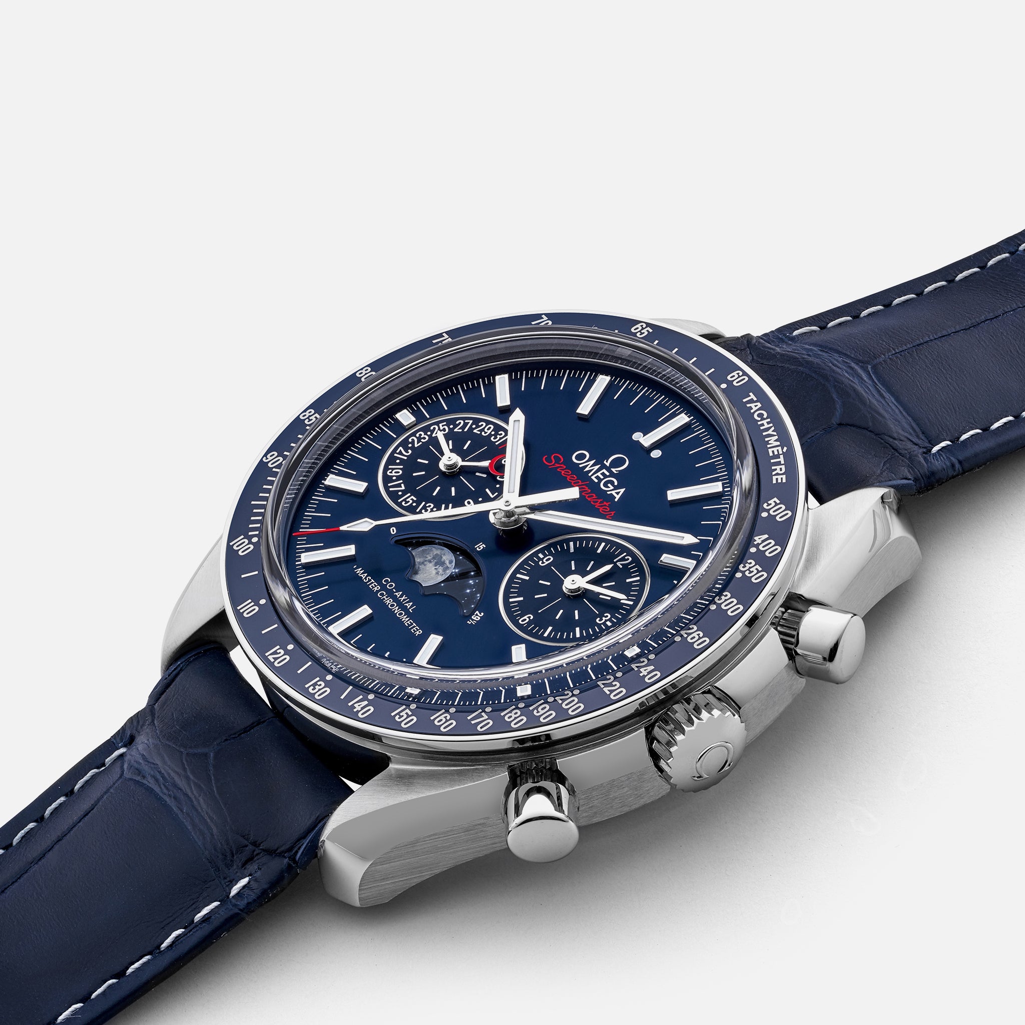 Speedmaster Moonwatch Co-Axial Master Chronometer Moonphase Chronograph 44.25mm Blue Dial(1:1 replica)