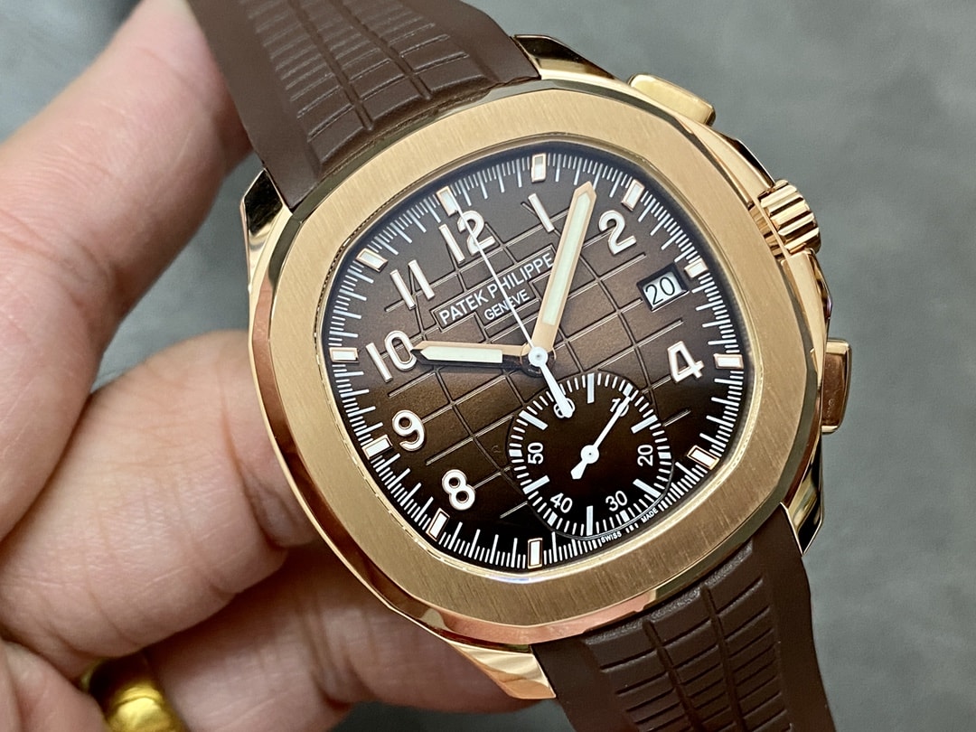 Fake Patek Philippe Replica Watch Aquanaut Chronograph Rose Gold Brown Dial 5968R-001 GRF(1:1 replica)