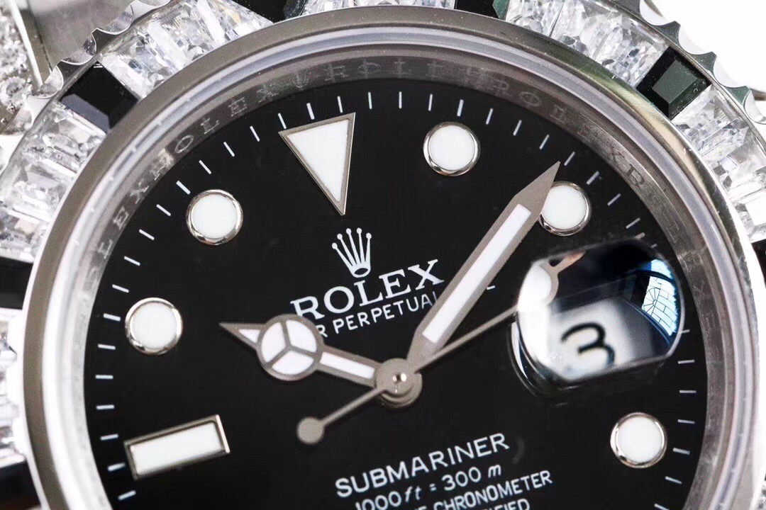 Rolex Submariner Customized with Diamonds-Black Diamonds-40MM(1:1 replica)