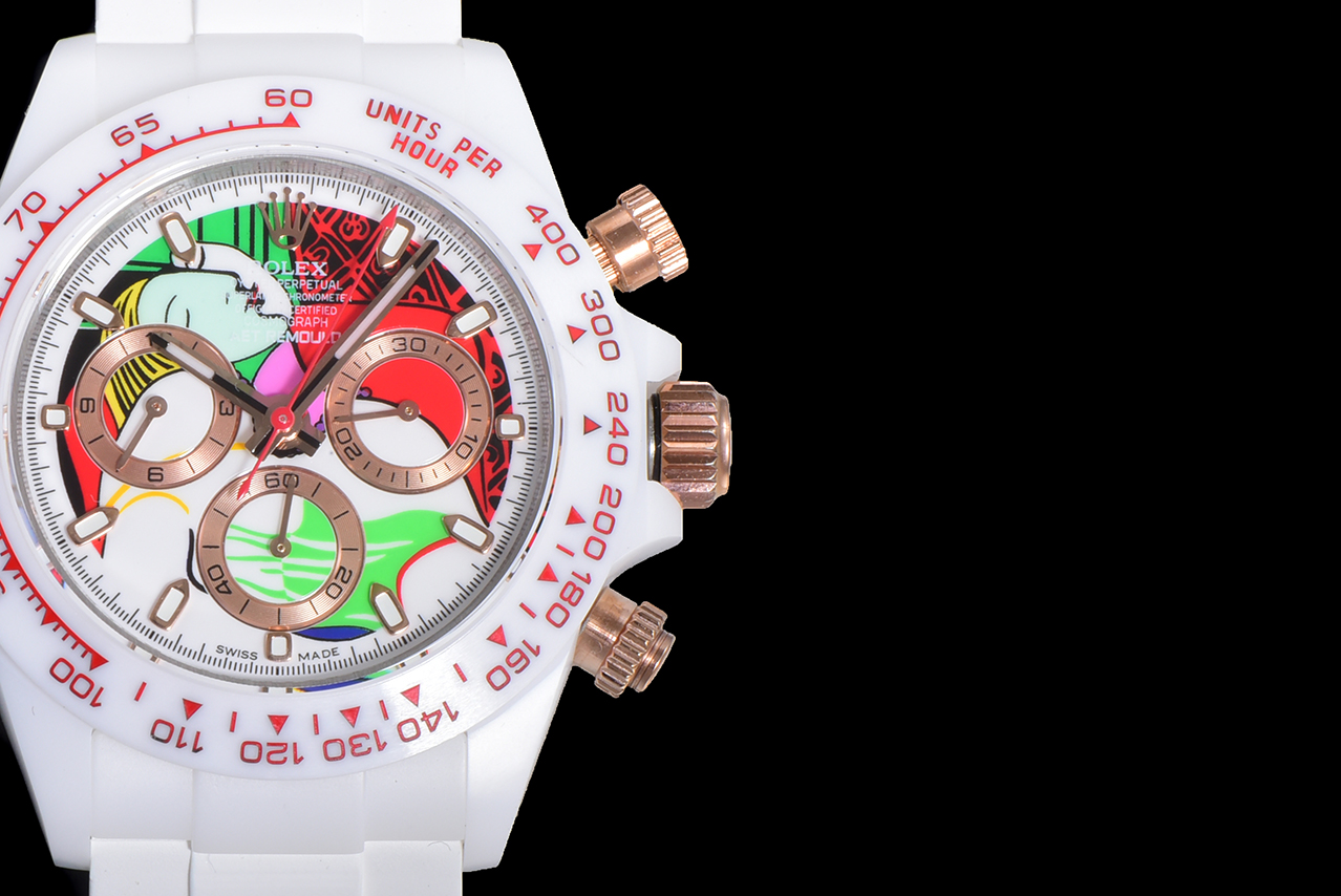Rolex Daytona-AET x ROLEX x Picasso Crossover-Charles the Great-White(1:1 replica)