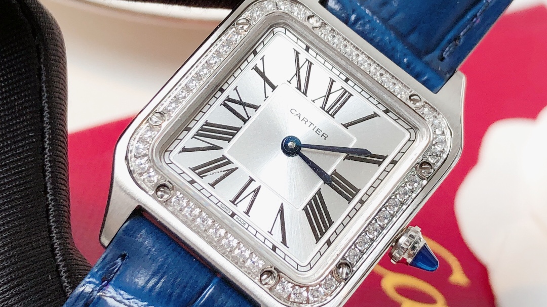 Santos Demoisell Santos Platinum Diamonds - Stainless Steel Mini(1:1 replica)