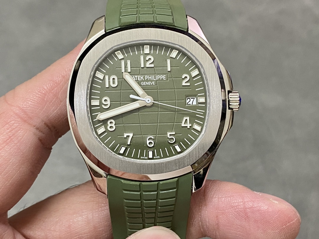 Fake Patek Philippe Replica Watch Aquanaut Jumbo White Gold Khaki Green Dial 5168G-010 3KF(1:1 replica)