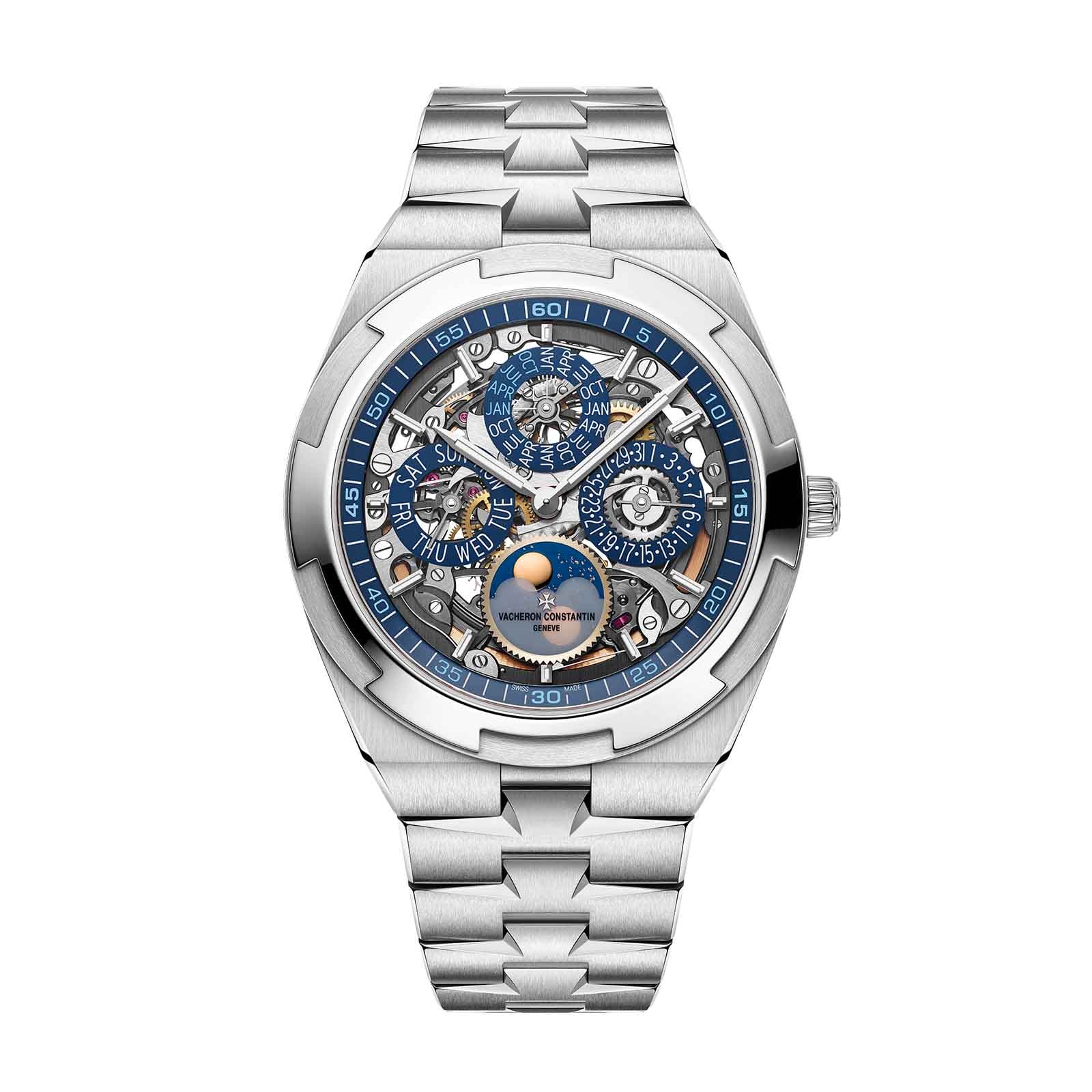 Fake Vacheron Constantin Replica Watch Overseas perpetual calendar ultra-thin skeleton Boutique Exclusive 41.5 MM WHITE GOLD 4300V/220G-B946(1:1 replica)