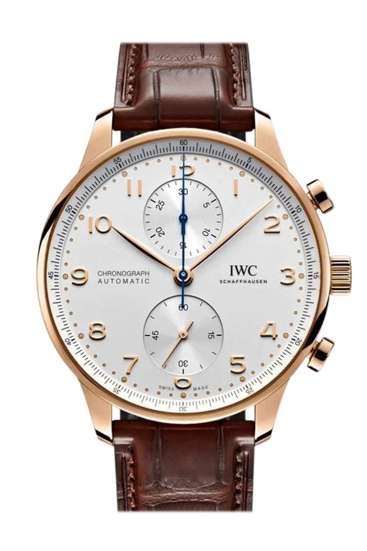 IWC Portugieser Chronograph Automatic White Dial 18kt Rose Gold Men's Watch IW371611(1:1 replica)