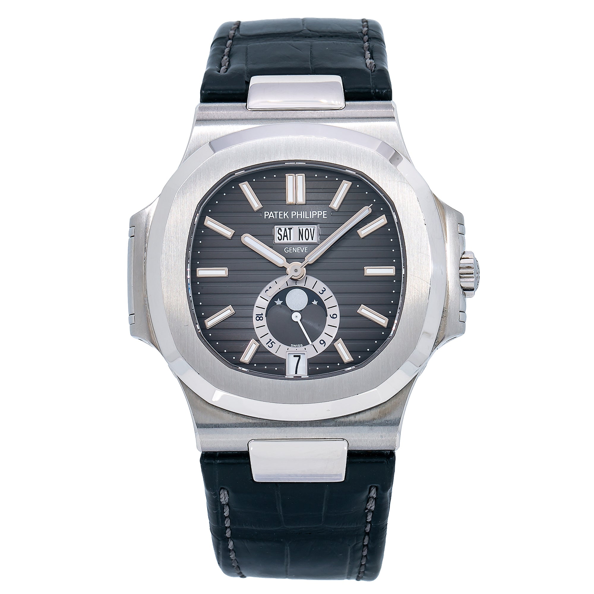 Patek Philippe Nautilus 5726A-001 40MM Black Dial With Leather Bracelet(1:1 replica)
