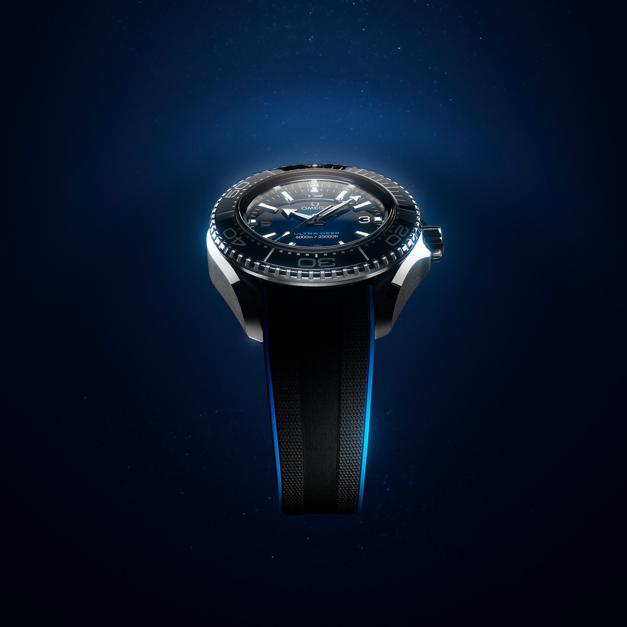 Seamaster Planet Ocean Ultra Deep Professional 6000M Co-Axial Master Chronometer 45.5mm Blue Dial On Rubber Strap(1:1 replica)