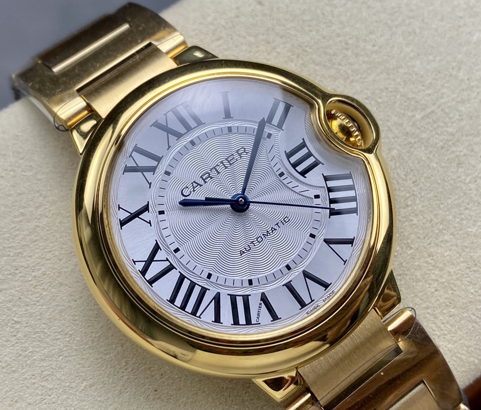 Fake Cartier Watch Ballon Bleu de Cartier Yellow Gold 36mm Silver Dial WGBB0046 mechanical movement(1:1 replica)