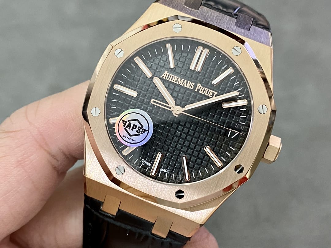 Audemars Piguet Replica AP Watch Royal Oak 41mm Rose Gold Black Dial 15510OR.OO.D002CR.02-APS(1:1 replica)