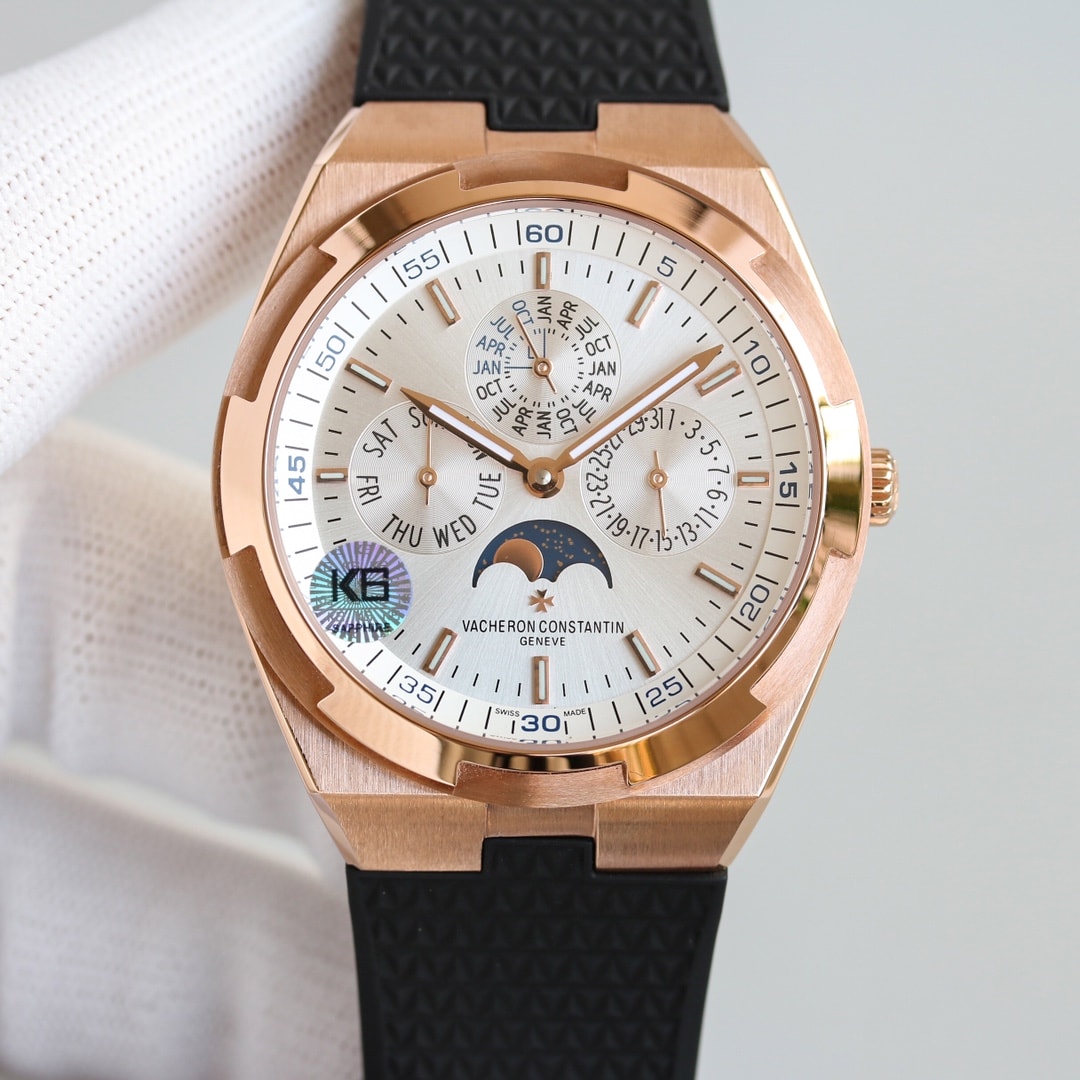 Fake Vacheron Constantin Replica Watches Overseas perpetual calendar ultra-thin Boutique Exclusive 41.5 MM PINK GOLD 4300V/220R-B509(1:1 replica)