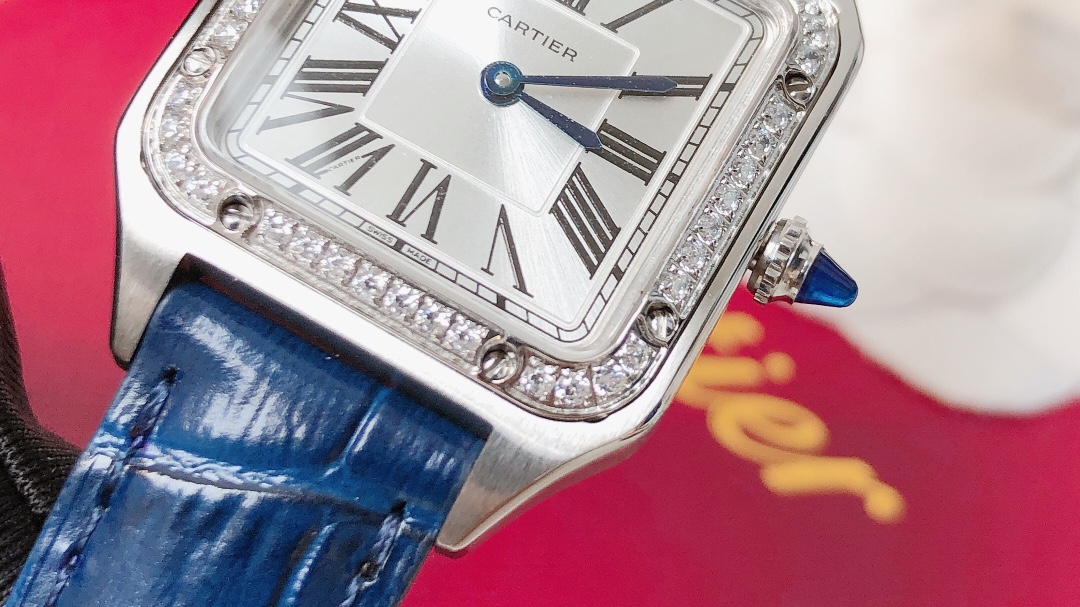 Santos Demoisell Santos Platinum Diamonds - Stainless Steel Mini(1:1 replica)