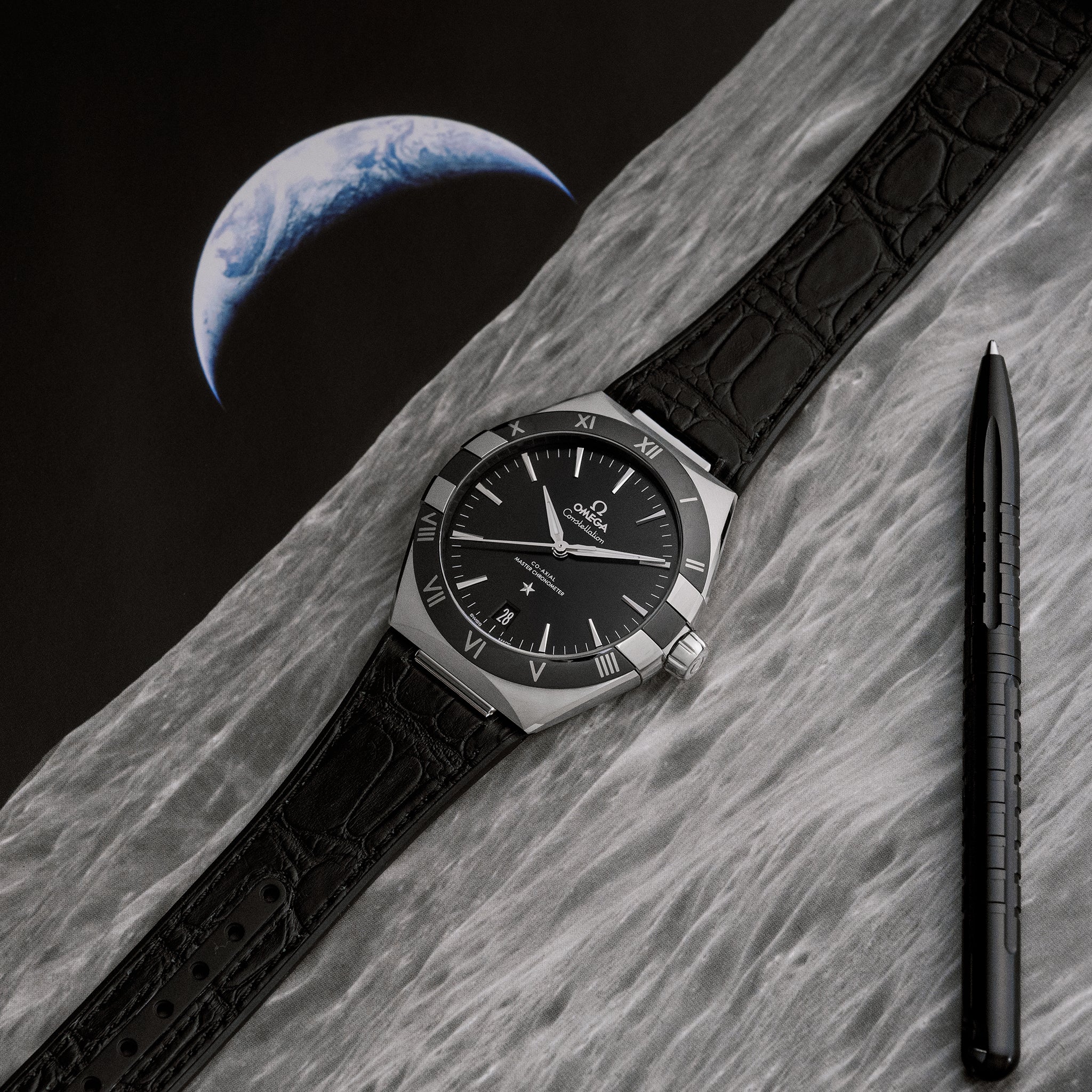 Constellation Co-Axial Master Chronometer 41mm Black Dial On Leather Strap(1:1 replica)