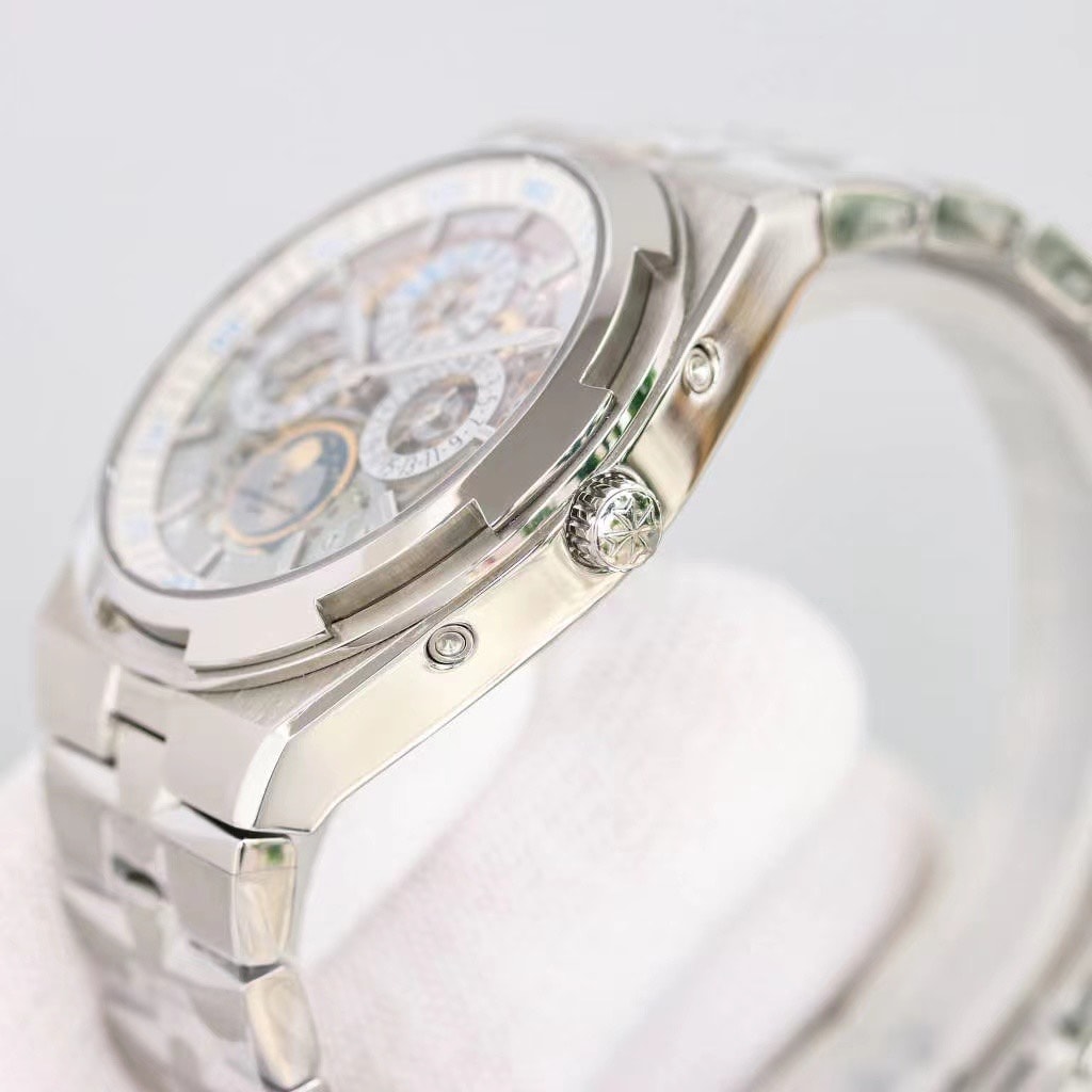 Fake Vacheron Constantin Replica Watch Overseas perpetual calendar ultra-thin skeleton Boutique Exclusive 41.5 MM WHITE GOLD 4300V/220G-B946(1:1 replica)
