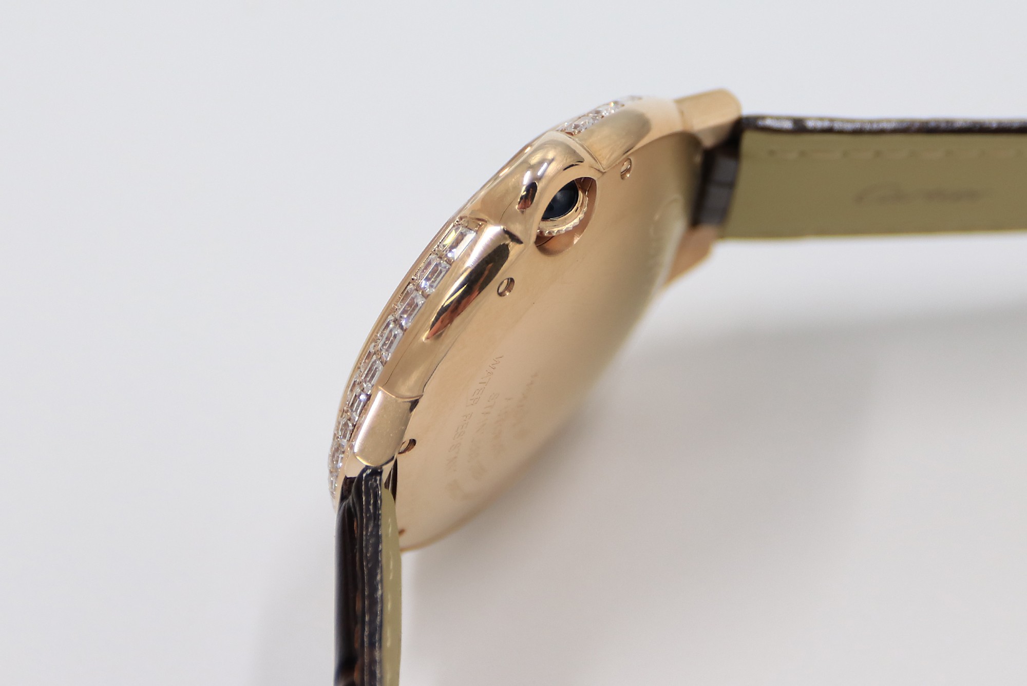 Cartier Blue Balloon Square Diamonds Full Sky Watch-Roman Numerals-Rose Gold-Leather-42mm(1:1 replica)