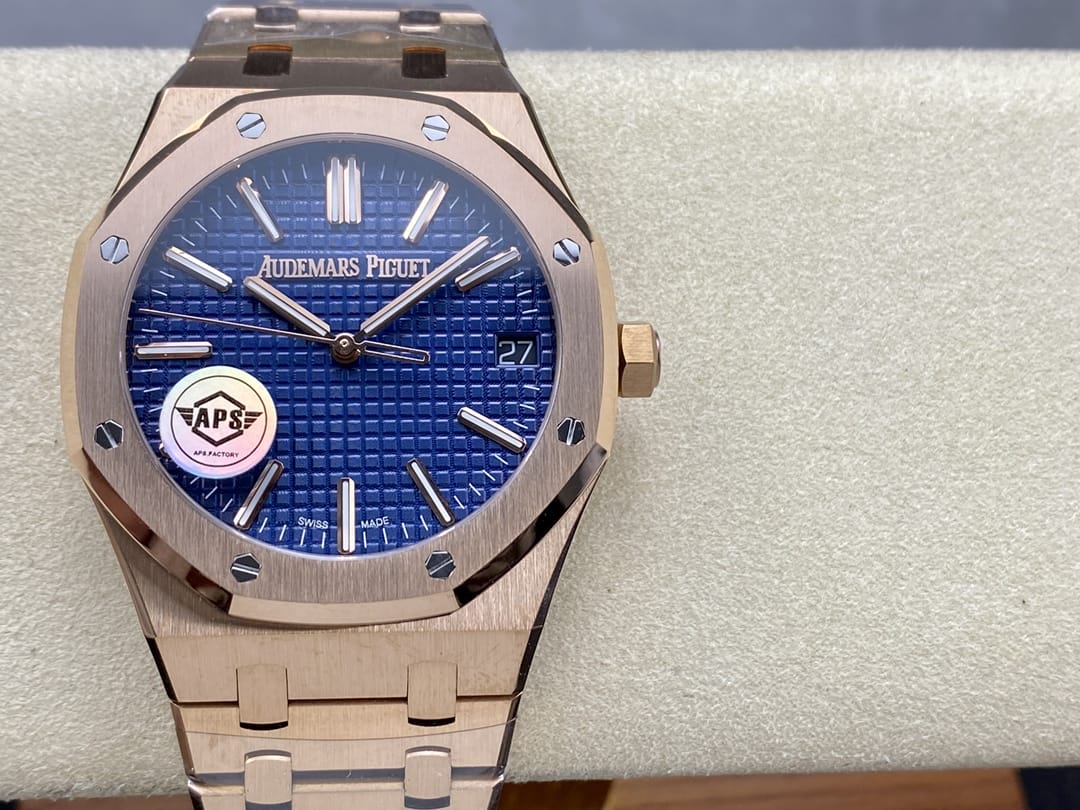 Audemars Piguet Replica AP Watch Royal Oak Selfwinding “50th Anniversary” 41mm Rose Gold Blue Dial 15510OR.OO.1320OR.01-APS(1:1 replica)