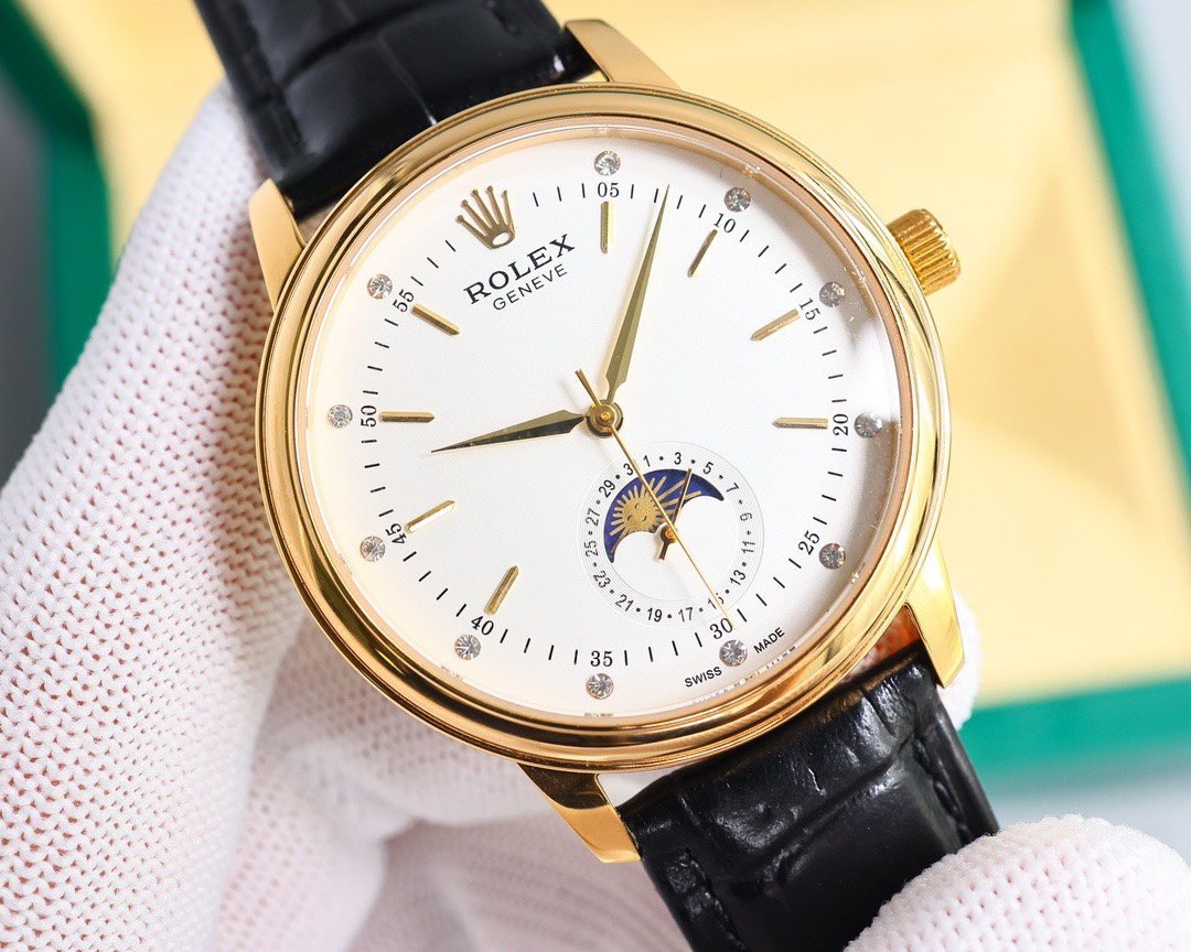 Rolex👑 Cellini Moonphase-40mm-Leather(1:1 replica)