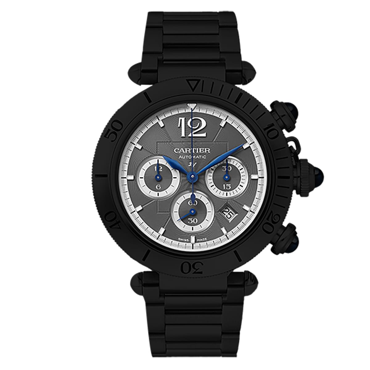 Fake Cartier Replica Watch Pasha Limited Edition Black DLC-PVD(1:1 replica)