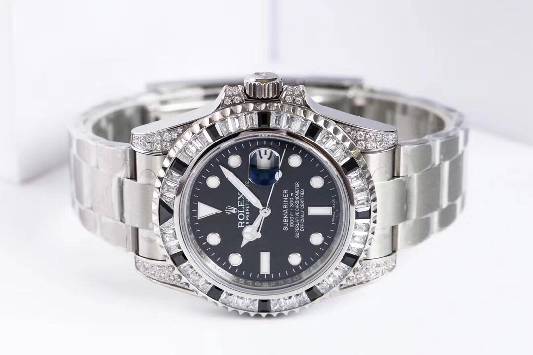 Rolex Submariner Customized with Diamonds-Black Diamonds-40MM(1:1 replica)