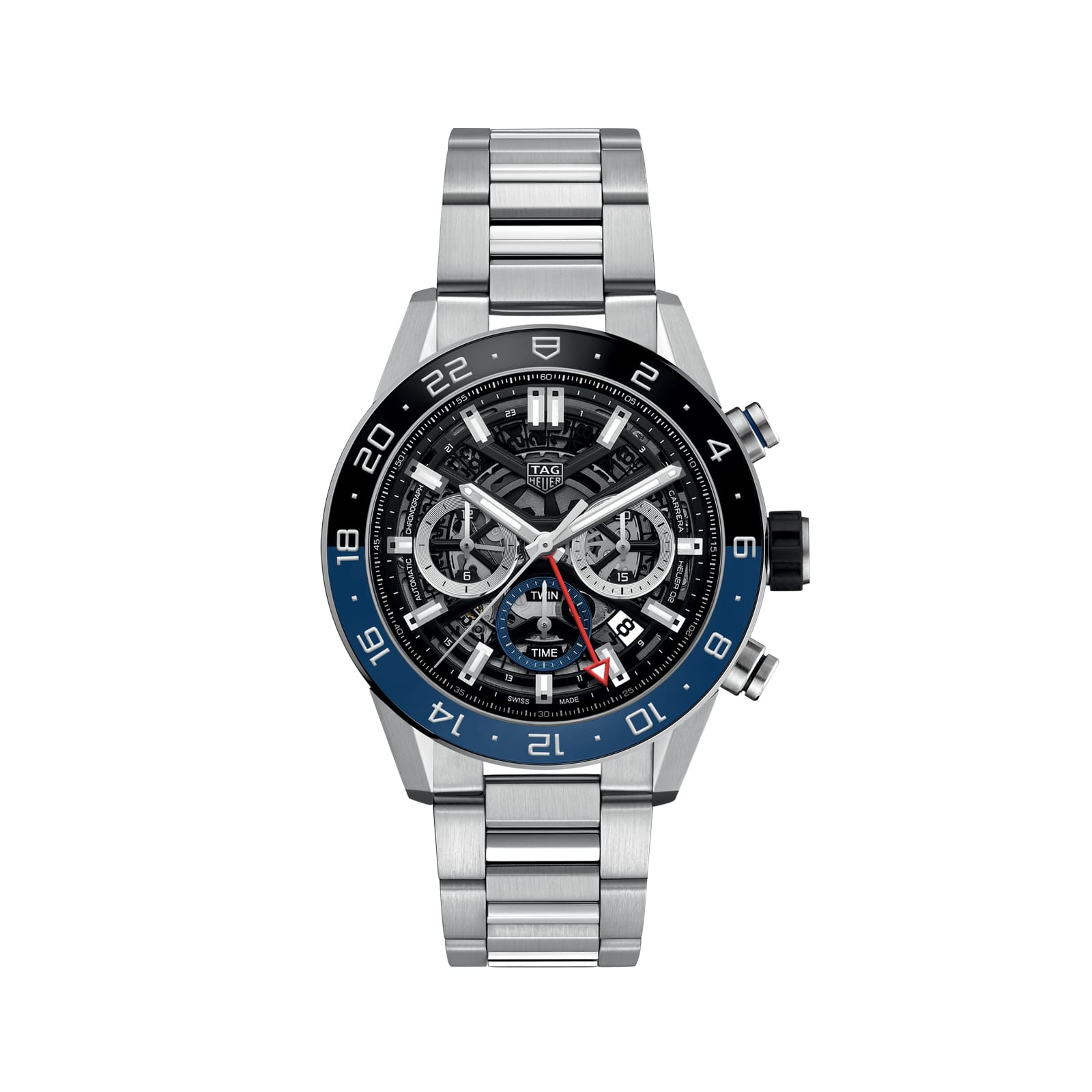 TAG Heuer Replica Watch Carrera Chronograph Twin-Time Automatic 45 mm Steel & Ceramic(1:1 replica)