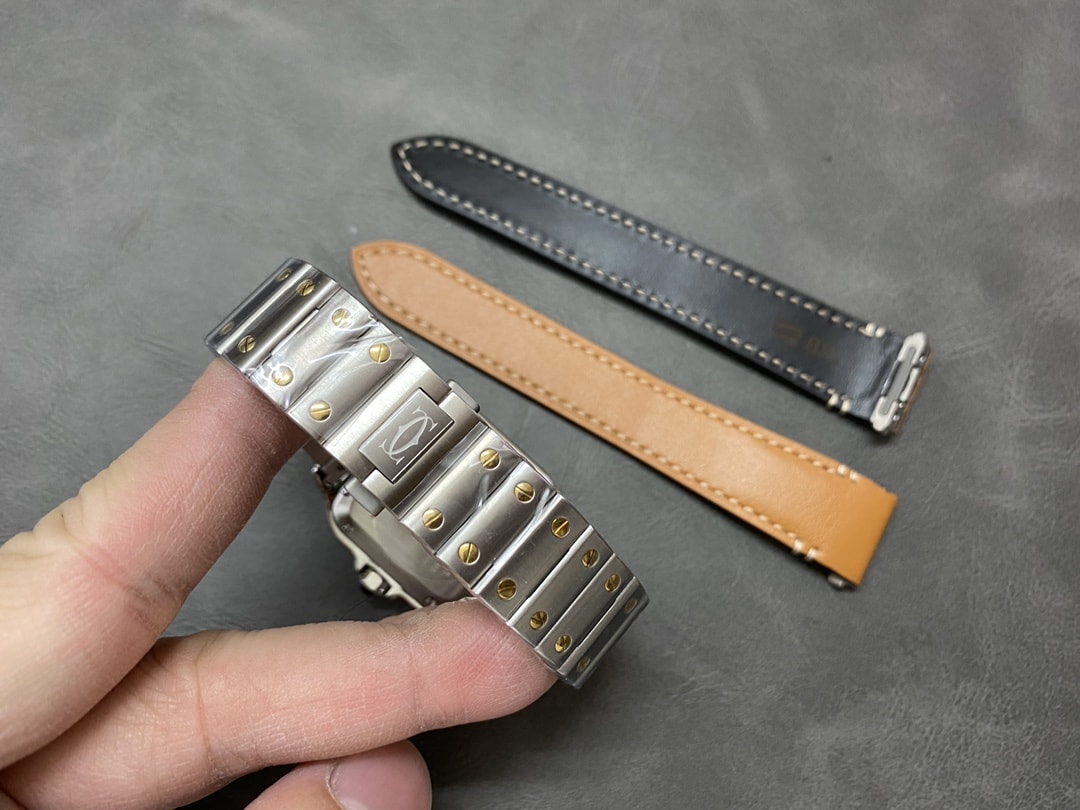 Fake Cartier Watch Santos medium model Manufacture mechanical movement Steel/Yellow Gold Silver Dial W2SA0016(1:1 replica)