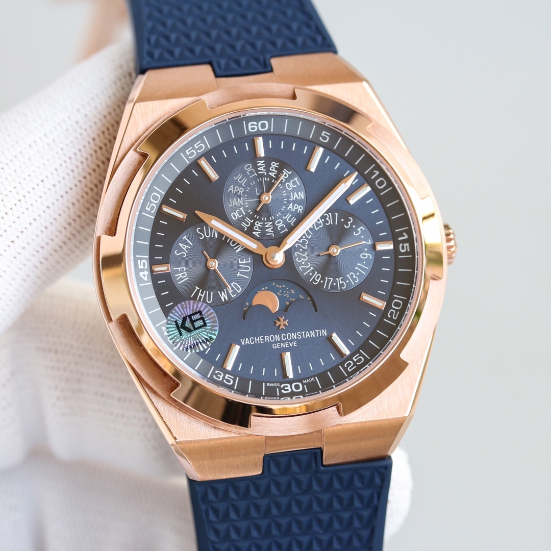 Fake Vacheron Constantin Replica Watches Overseas perpetual calendar ultra-thin Boutique Exclusive 41.5 MM PINK GOLD 4300V/220R-B509(1:1 replica)